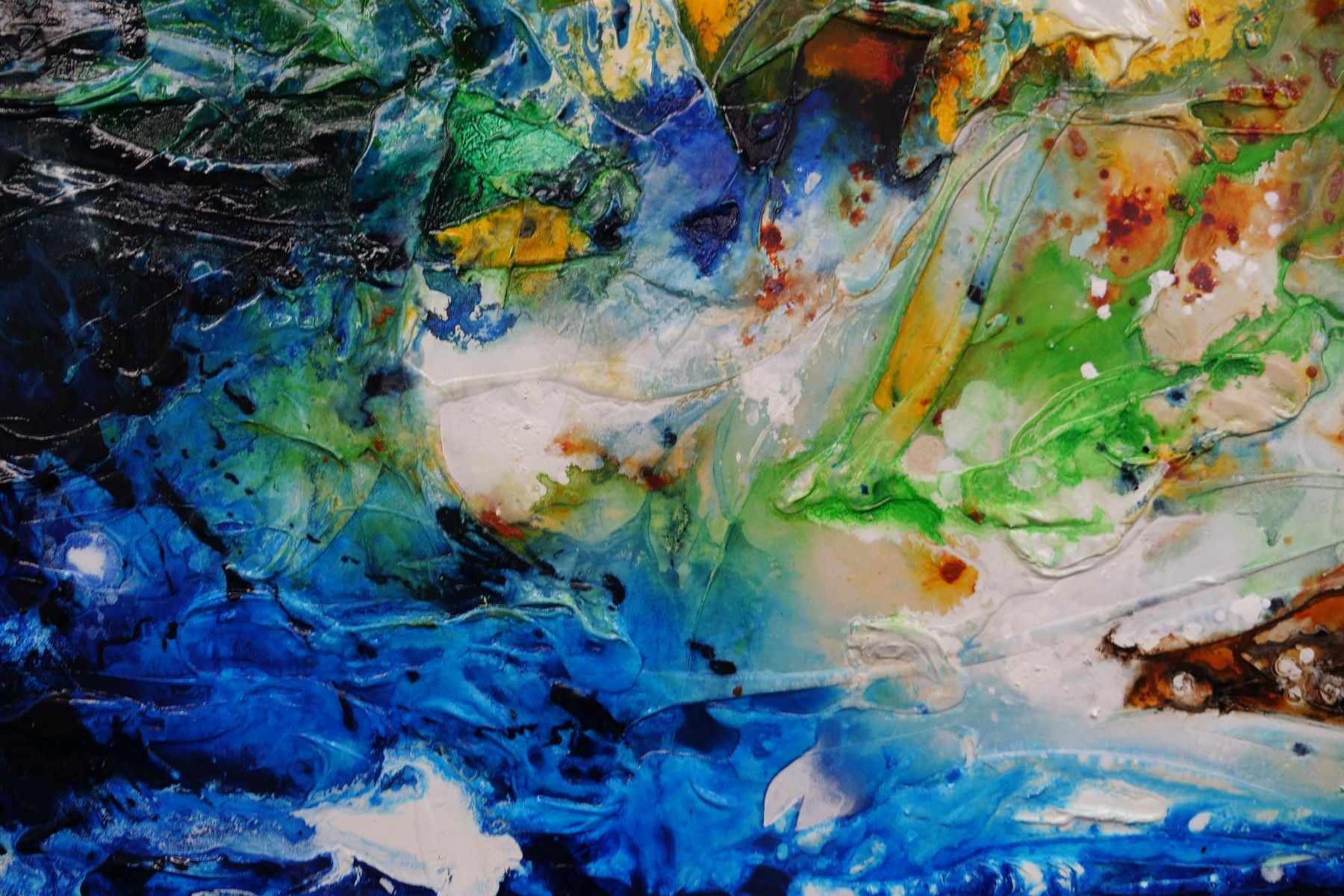 Natures Sugar 240cm x 100cm Green Cream Blue Textured Abstract Painting (SOLD)