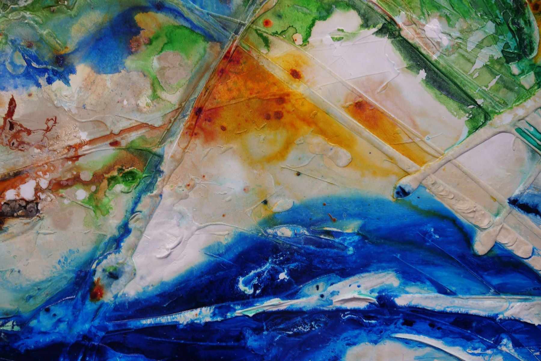 Natures Sugar 240cm x 100cm Green Cream Blue Textured Abstract Painting (SOLD)