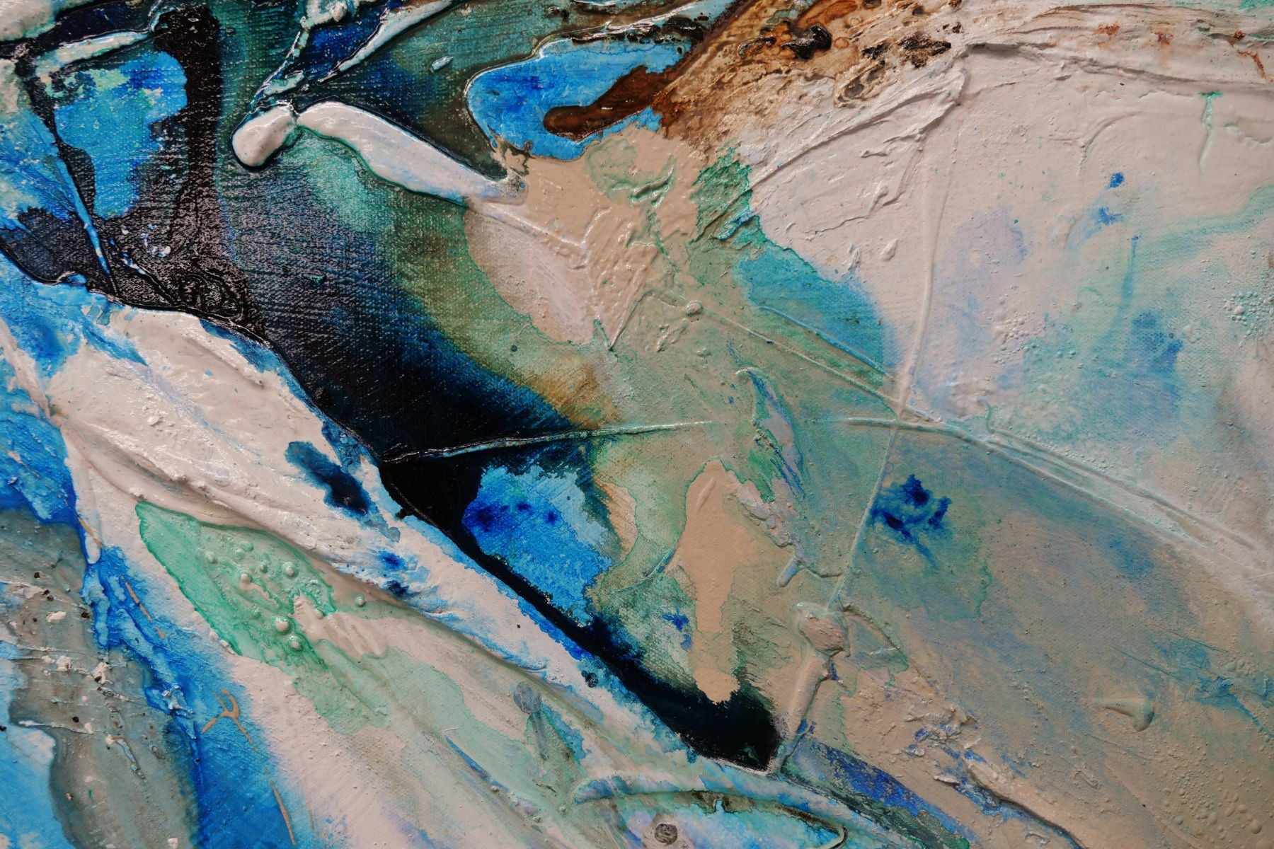 Natures Vice 240cm x 100cm Blue Cream Textured Abstract Painting (SOLD)