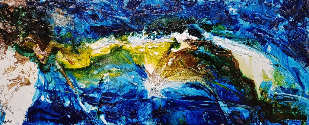 Natures Wealth 240cm x 100cm Blue Green Textured Abstract Painting (SOLD)-Abstract-[Franko_Artist]-[Australian_artist]-[Gold_Coast]-[Brisbane]-[modern]-[contemporary]-[original]-[Large_artwork]-Franklin Art Studio