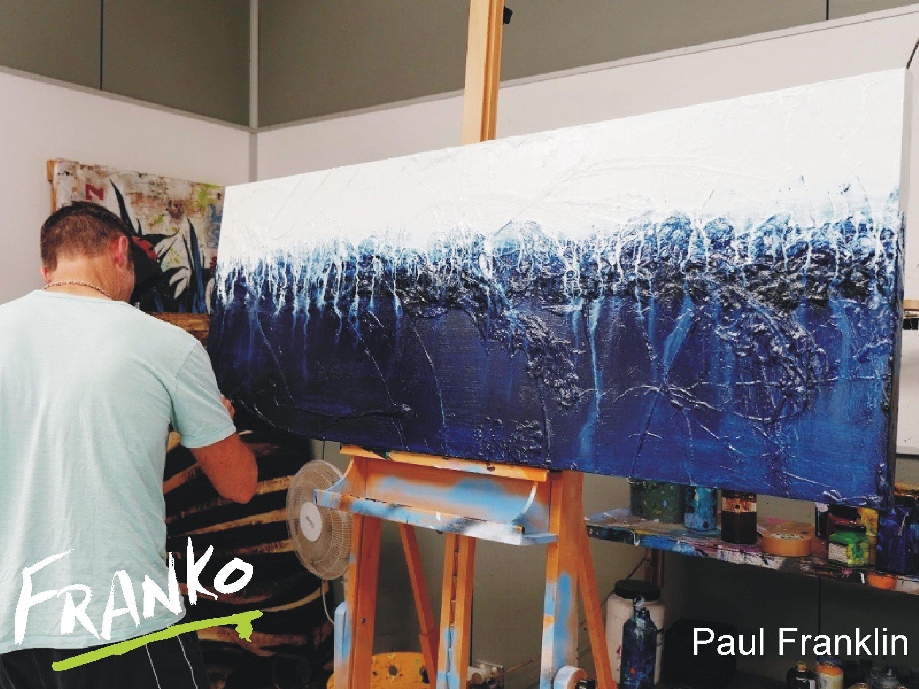 Navy Depths 160cm x 60cm Blue Abstract Painting (SOLD)-abstract-[Franko_Artist]-[The_Block]-[Dream_Homes]-[ideas]- [Grand_Designs]-Franklin Art Studio