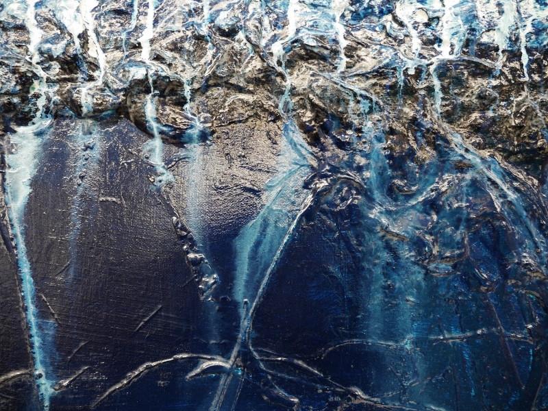 Navy Depths 160cm x 60cm Blue Abstract Painting (SOLD)