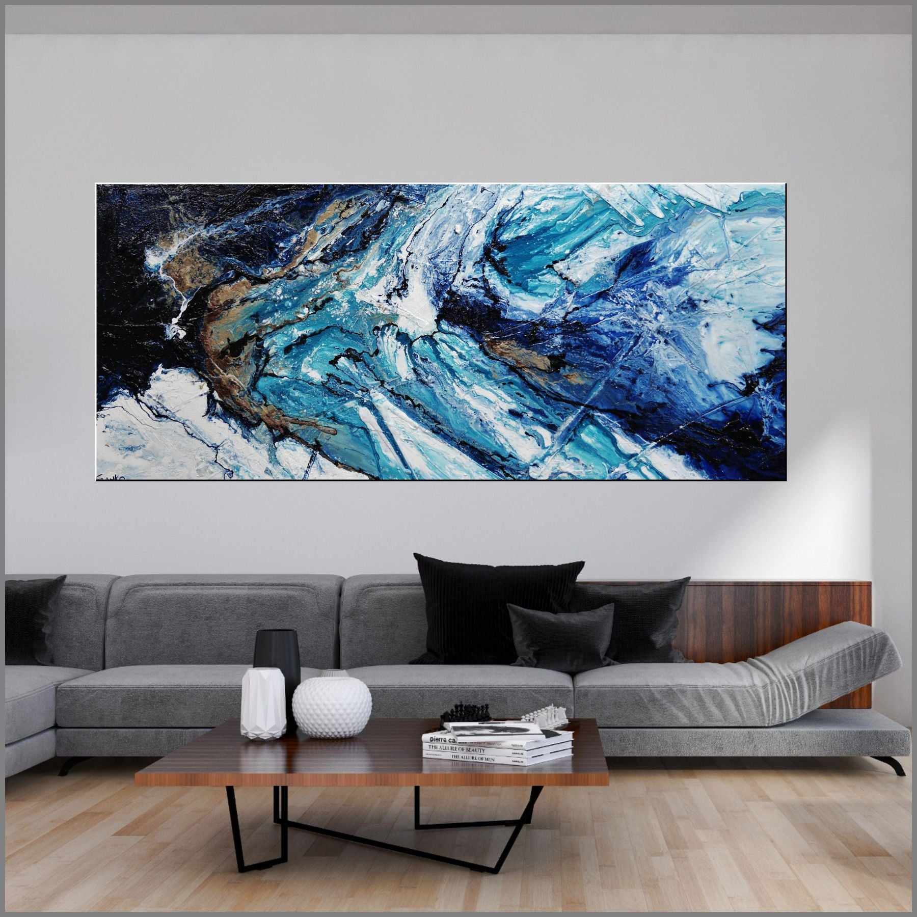 Navy Simpatico 240cm x 100cm Blue Textured Abstract Painting (SOLD)-Abstract-[Franko_Artist]-[Australian_artist]-[Gold_Coast]-[Brisbane]-[modern]-[contemporary]-[original]-[Large_artwork]-[The_Block]-[Dream_Homes]-[ideas]-[Grand_Designs]-[Art_Lover]-Franklin Art Studio