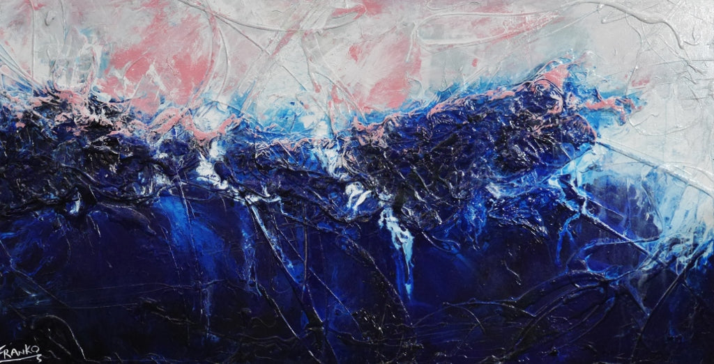 Navy Simpatico 240cm x 100cm Blue Textured Abstract Painting (SOLD)-Abstract-[Franko_Artist]-[Australian_artist]-[Gold_Coast]-[Brisbane]-[modern]-[contemporary]-[original]-[Large_artwork]-Franklin Art Studio