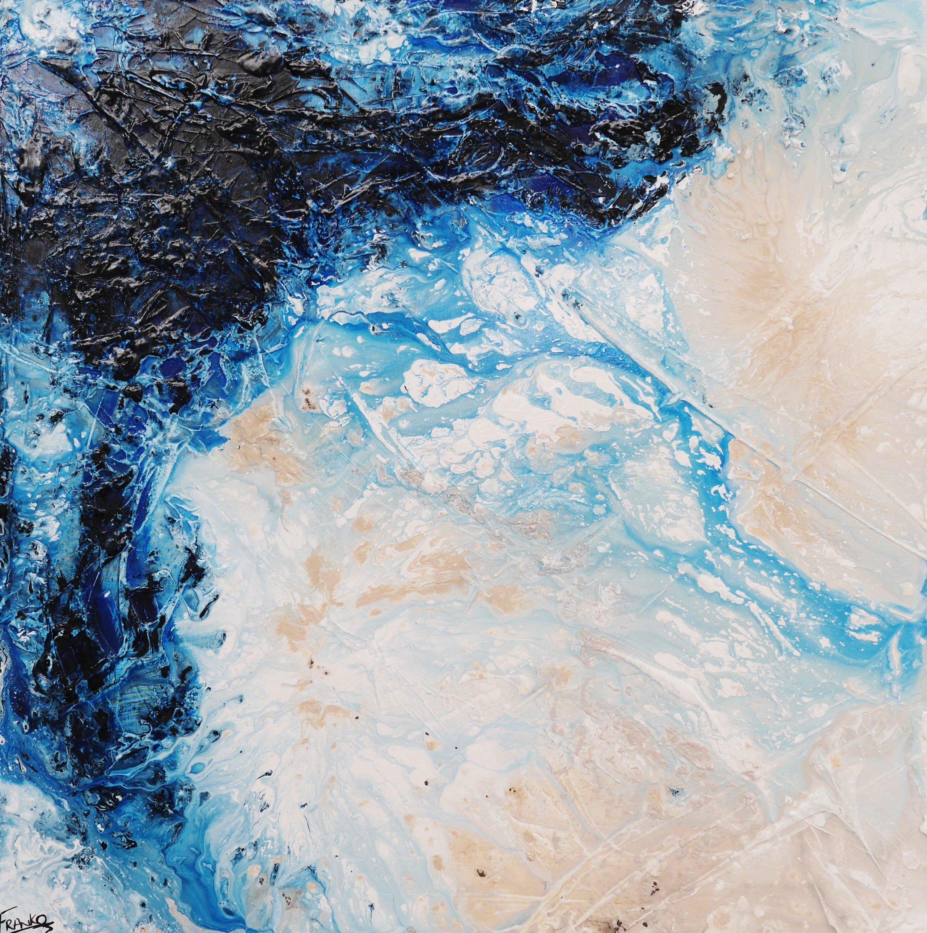 Navy Washed 120cm x 120cm White Blue Abstract Painting (SOLD)-abstract-[Franko_Artist]-[Australian_artist]-[Gold_Coast]-[Brisbane]-[modern]-[contemporary]-[original]-[Large_artwork]-Franklin Art Studio