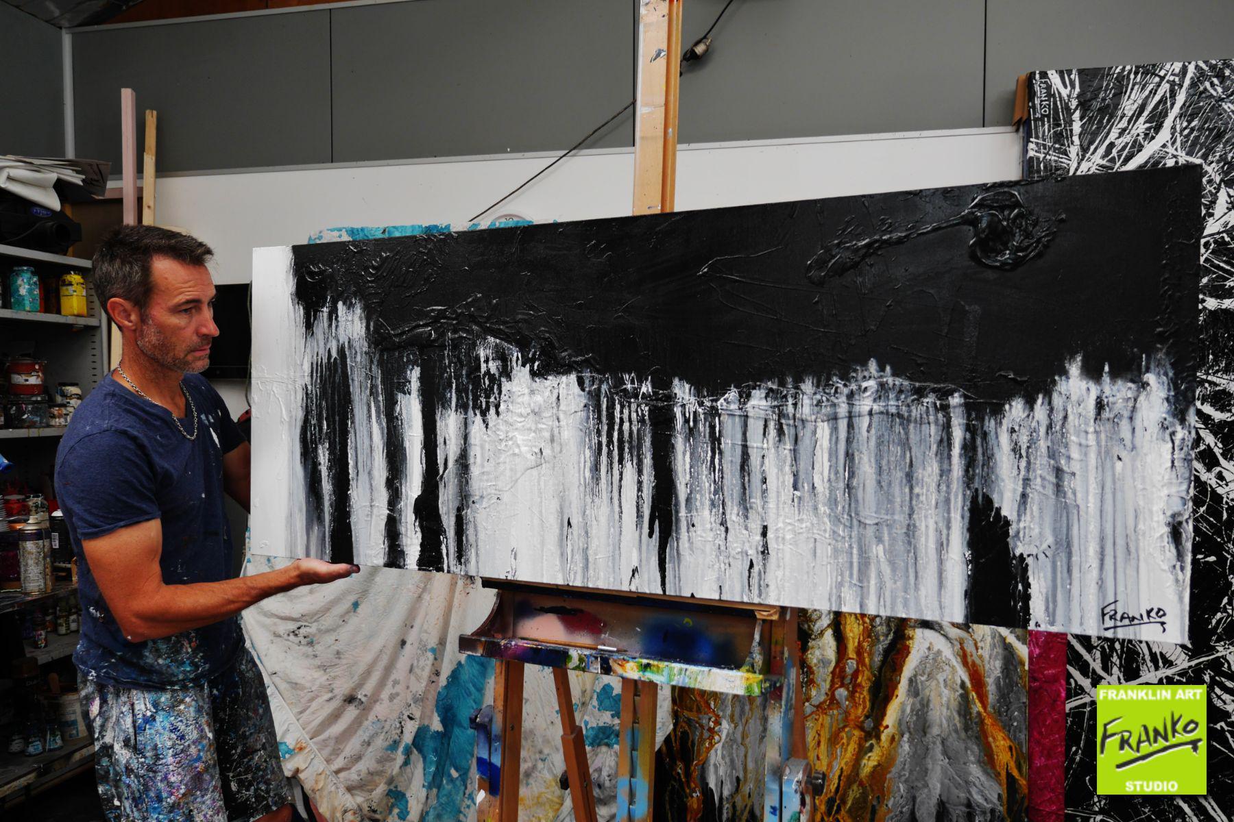 Neutral Candy 160cm x 60cm Black White Textured Abstract Painting (SOLD)-Abstract-[Franko_Artist]-[The_Block]-[Dream_Homes]-[ideas]- [Grand_Designs]-Franklin Art Studio