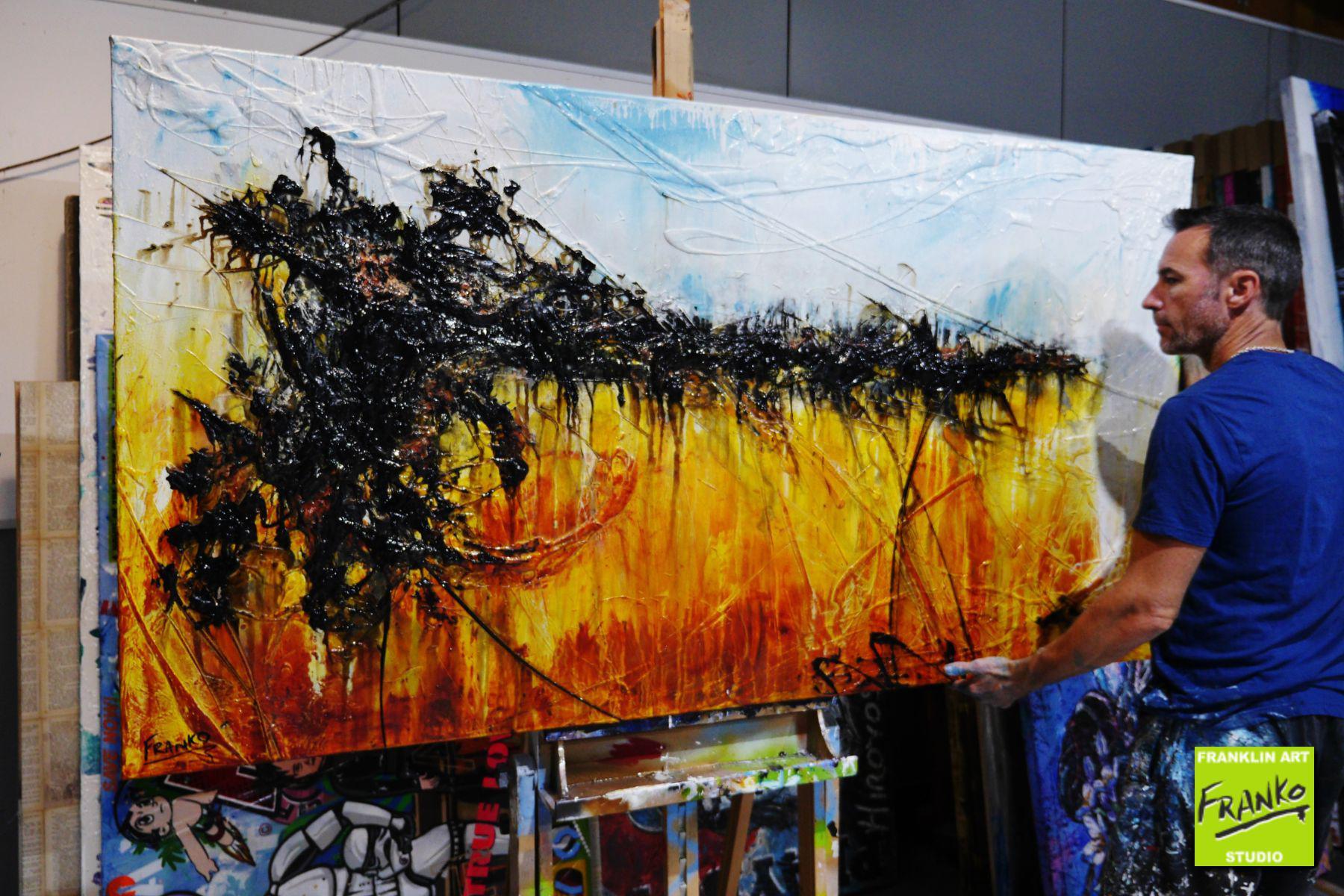 Never Never Outback 190cm x 100cm Sienna Blue Textured Abstract Painting (SOLD)-Abstract-[Franko_Artist]-[The_Block]-[Dream_Homes]-[ideas]- [Grand_Designs]-Franklin Art Studio