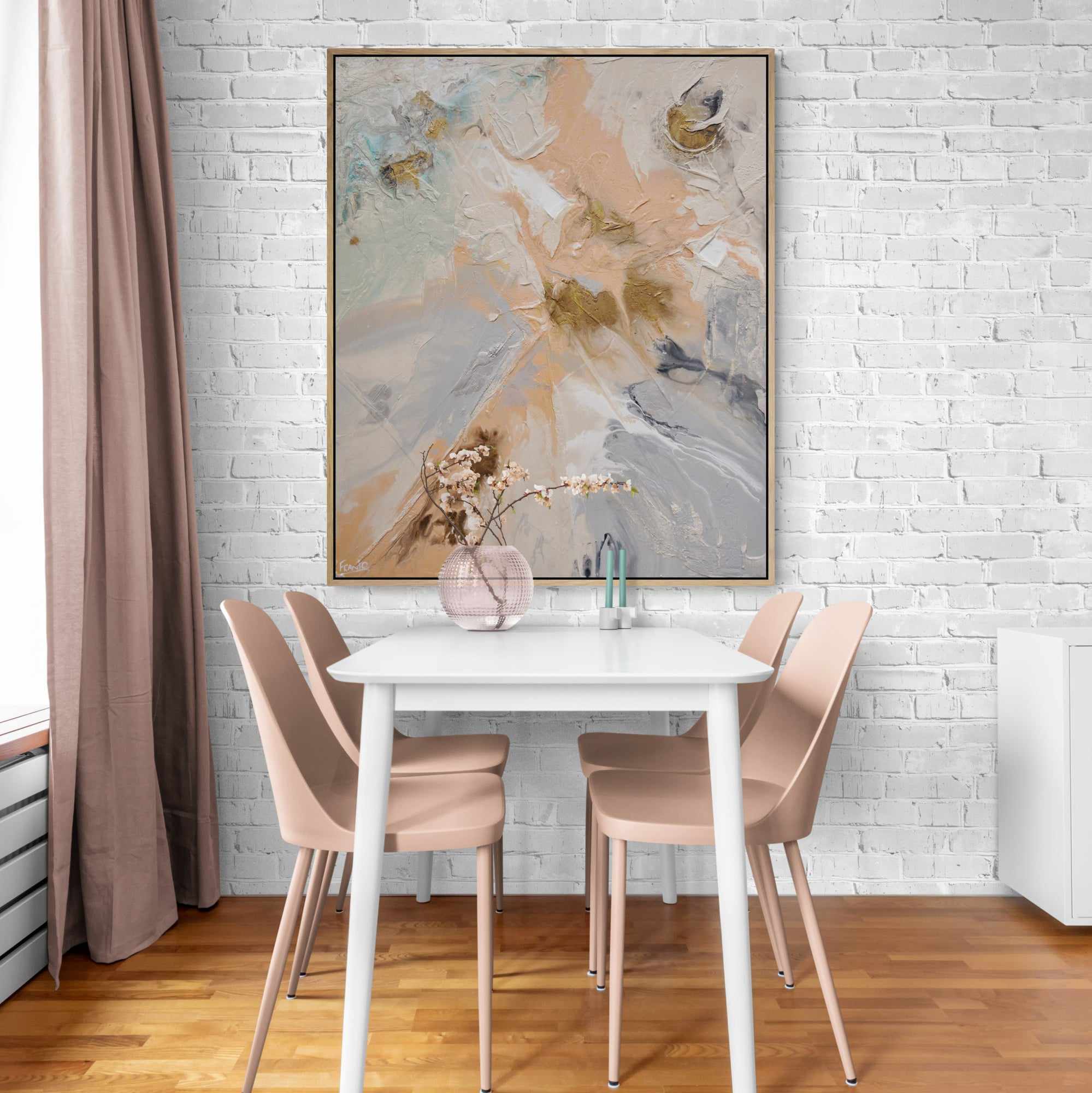 Nude Silver 120cm x 100cm Grey Pink Bronze Textured Abstract Painting (SOLD)-Abstract-[Franko_Artist]-[Australian_artist]-[Gold_Coast]-[Brisbane]-[modern]-[contemporary]-[original]-[Large_artwork]-[The_Block]-[Dream_Homes]-[ideas]-[Grand_Designs]-[Art_Lover]-Franklin Art Studio
