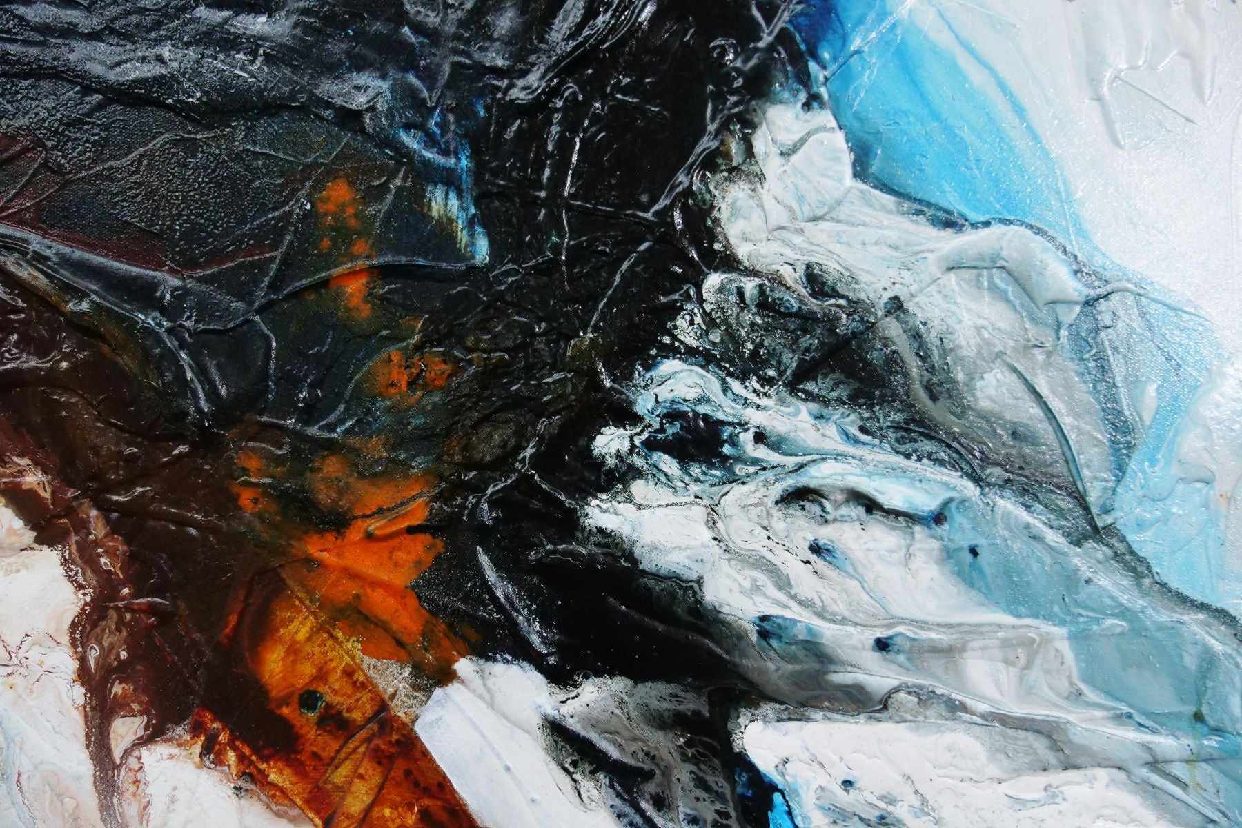 Obsidian Oxide 240cm x 100cm Blue Black Oxide Textured Abstract Painting (SOLD)