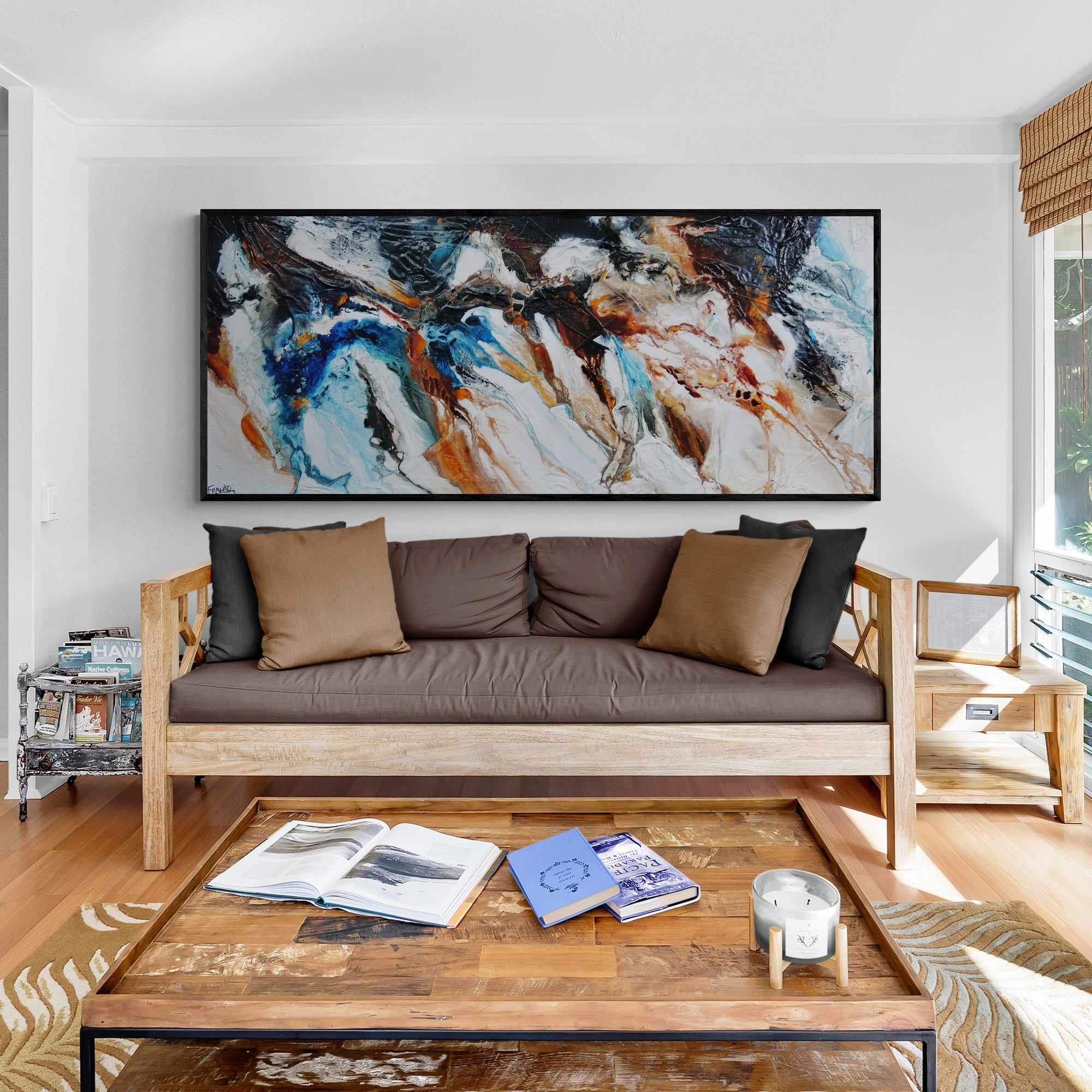 Obsidian Oxide 240cm x 100cm Blue Black Oxide Textured Abstract Painting (SOLD)-Abstract-[Franko]-[Artist]-[Australia]-[Painting]-Franklin Art Studio