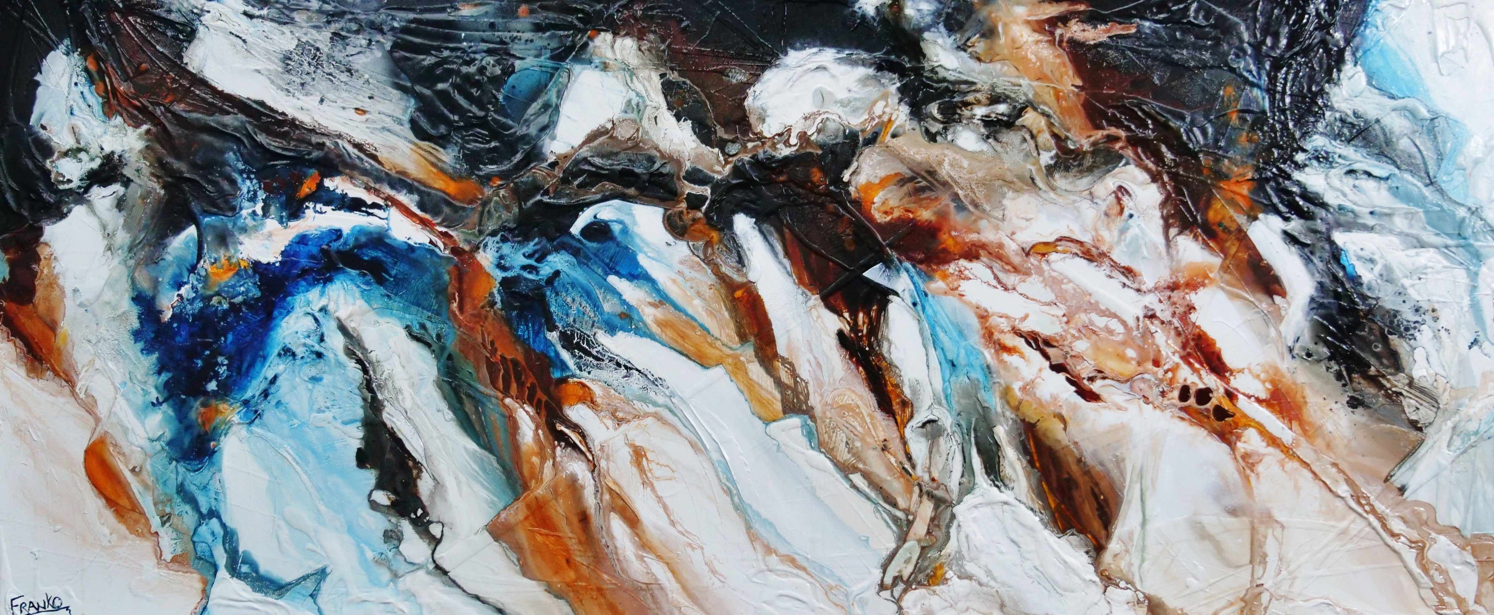 Obsidian Oxide 240cm x 100cm Blue Black Oxide Textured Abstract Painting (SOLD)-Abstract-[Franko_Artist]-[Australian_artist]-[Gold_Coast]-[Brisbane]-[modern]-[contemporary]-[original]-[Large_artwork]-Franklin Art Studio
