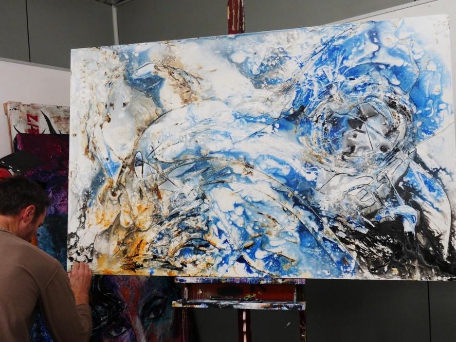 Ocean Deep 160cm x 100cm Blue Abstract Painting (SOLD)-abstract-[Franko_Artist]-[The_Block]-[Dream_Homes]-[ideas]- [Grand_Designs]-Franklin Art Studio