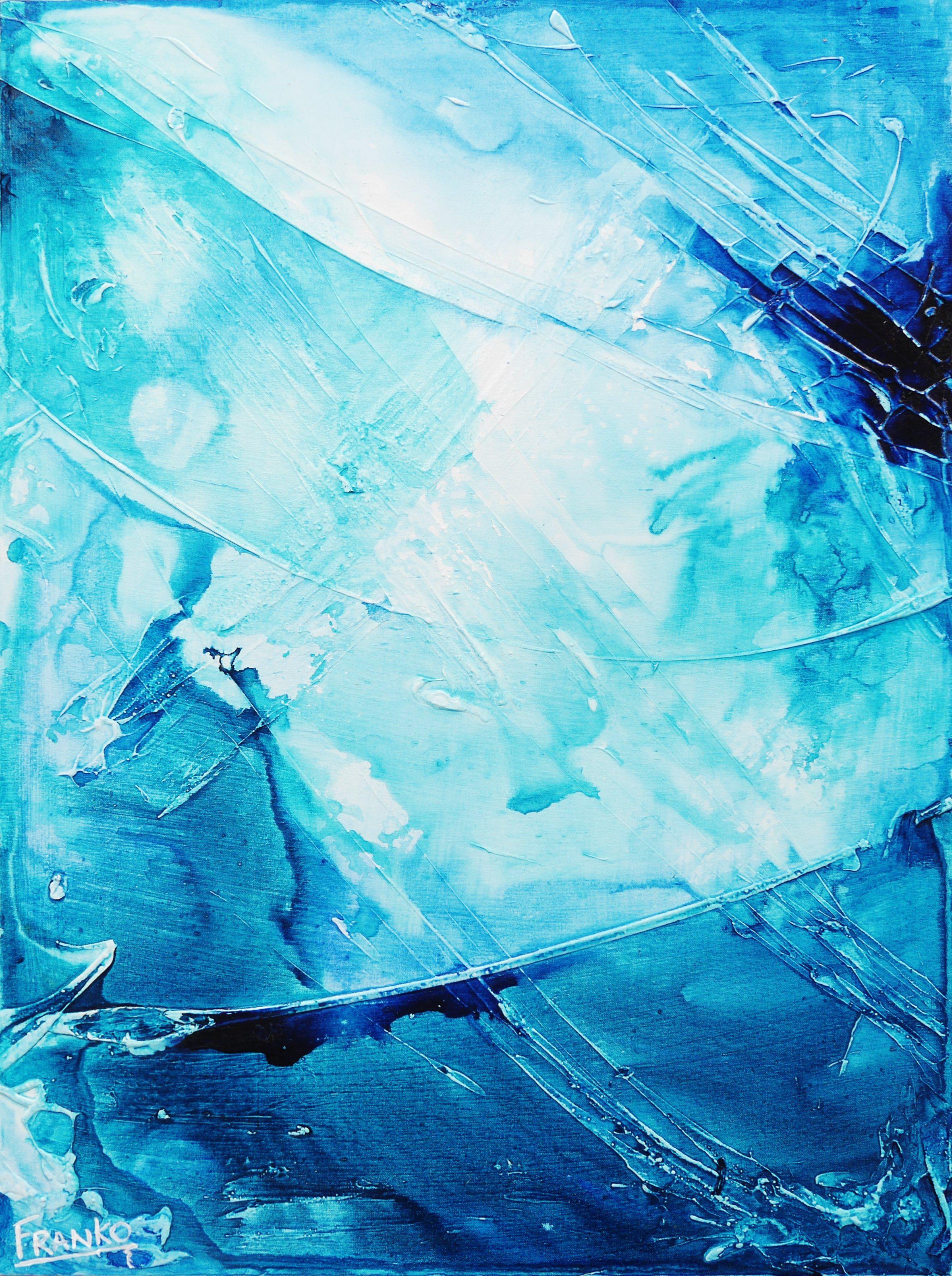 Oceanic 75cm x 100cm Blue Abstract Painting (SOLD)-Abstract-[Franko_Artist]-[Australian_artist]-[Gold_Coast]-[Brisbane]-[modern]-[contemporary]-[original]-[Large_artwork]-Franklin Art Studio