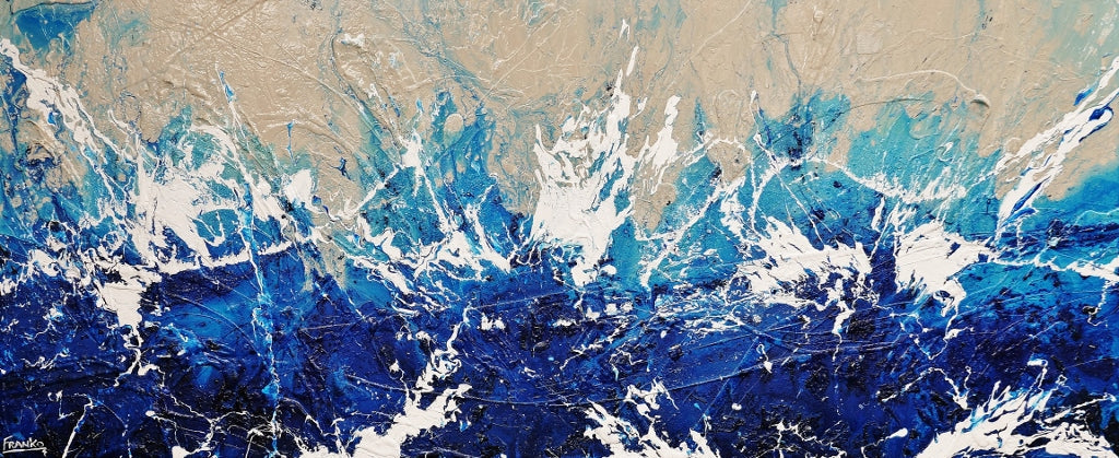 Oceanic Blue 240cm x 100cm Cream Blue Textured Abstract Painting (SOLD)-Abstract-[Franko_Artist]-[Australian_artist]-[Gold_Coast]-[Brisbane]-[modern]-[contemporary]-[original]-[Large_artwork]-Franklin Art Studio