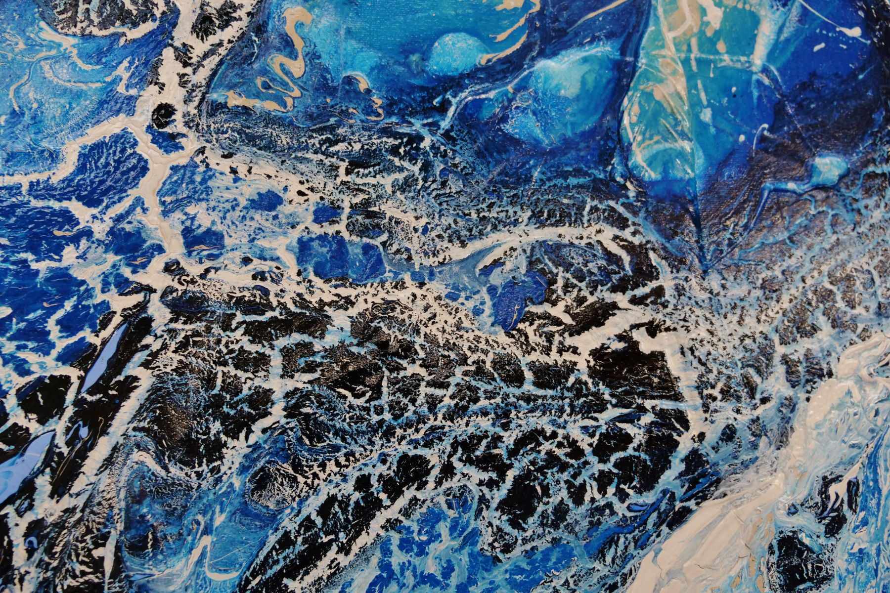 Oceanic Currents 140cm x 180cm Blue Cream Textured Abstract Painting  (SOLD)