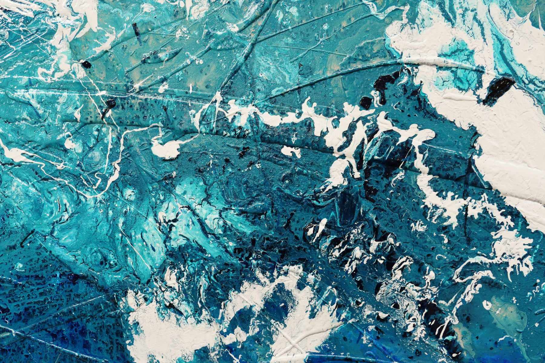 Oceanic Grace 240cm x 100cm Cream Turquoise Textured Abstract Painting (SOLD)