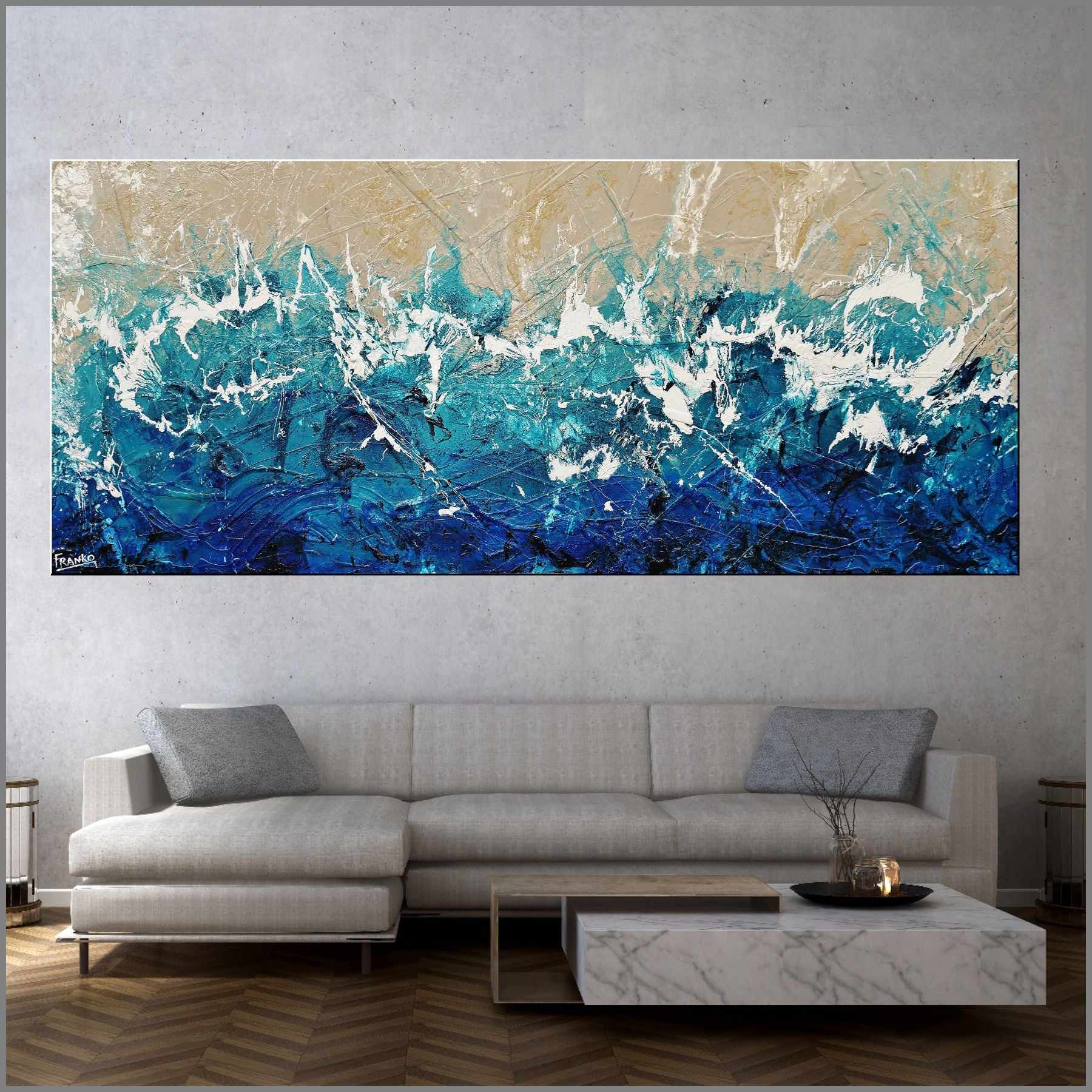 Oceanic Grace 240cm x 100cm Cream Turquoise Textured Abstract Painting (SOLD)-Abstract-[Franko_Artist]-[Australian_artist]-[Gold_Coast]-[Brisbane]-[modern]-[contemporary]-[original]-[Large_artwork]-[The_Block]-[Dream_Homes]-[ideas]-[Grand_Designs]-[Art_Lover]-Franklin Art Studio