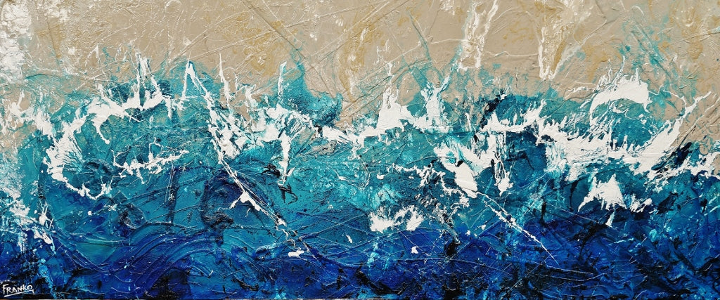 Oceanic Grace 240cm x 100cm Cream Turquoise Textured Abstract Painting (SOLD)-Abstract-[Franko_Artist]-[Australian_artist]-[Gold_Coast]-[Brisbane]-[modern]-[contemporary]-[original]-[Large_artwork]-Franklin Art Studio