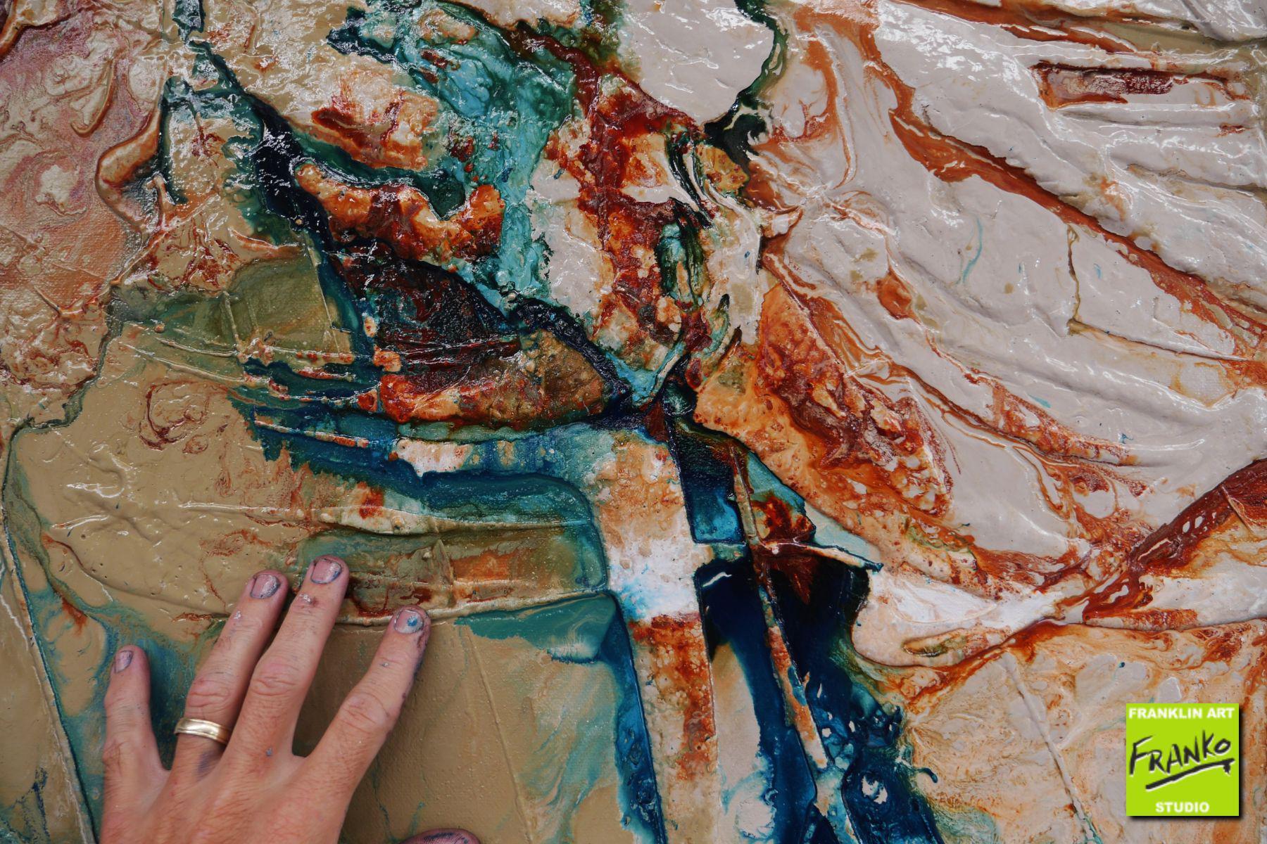 Oceanic Harmony 270cm x 120cm Green/Blue Brown Textured Abstract Painting (SOLD)