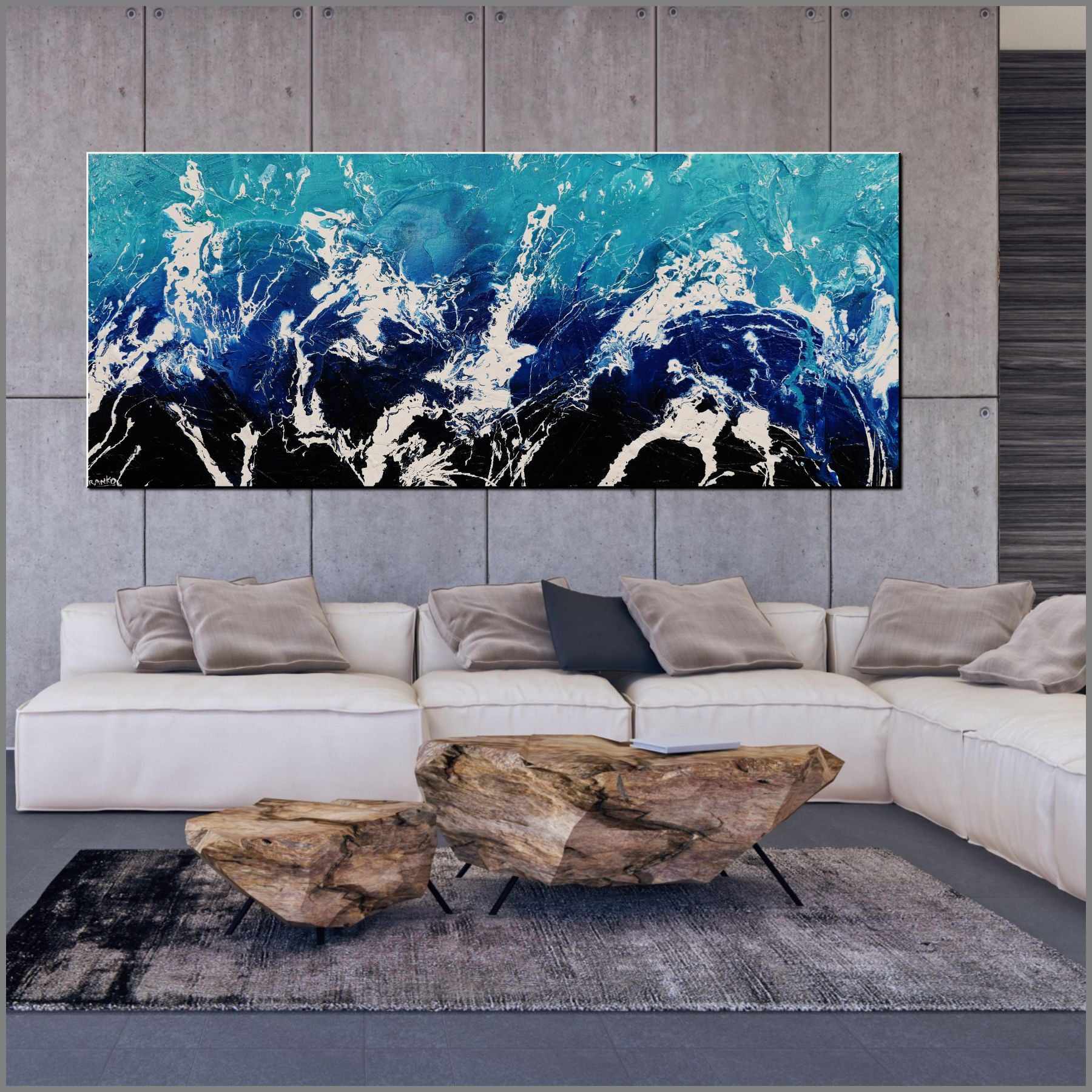 Oceanic Marinade 240cm x 100cm Cream Blue White Textured Abstract Painting (SOLD)-Abstract-[Franko_Artist]-[Australian_artist]-[Gold_Coast]-[Brisbane]-[modern]-[contemporary]-[original]-[Large_artwork]-[The_Block]-[Dream_Homes]-[ideas]-[Grand_Designs]-[Art_Lover]-Franklin Art Studio