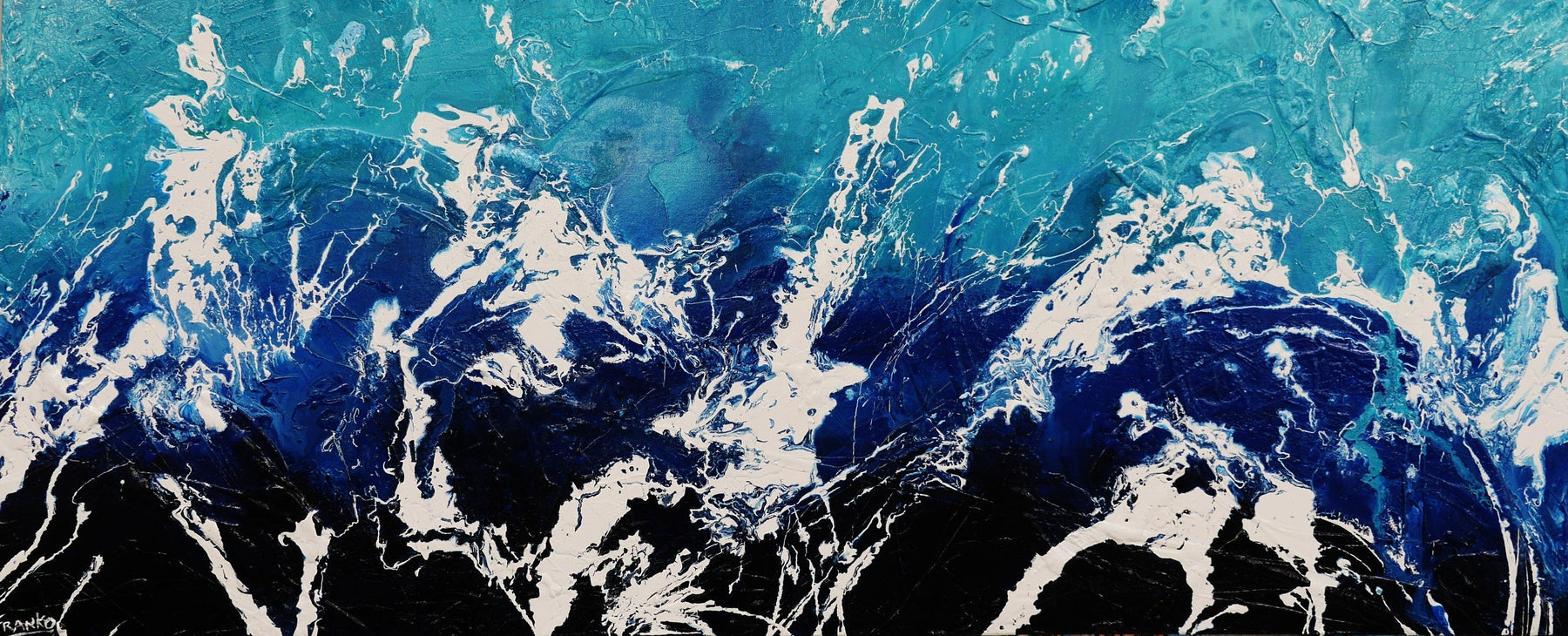 Oceanic Marinade 240cm x 100cm Cream Blue White Textured Abstract Painting (SOLD)-Abstract-[Franko_Artist]-[Australian_artist]-[Gold_Coast]-[Brisbane]-[modern]-[contemporary]-[original]-[Large_artwork]-Franklin Art Studio