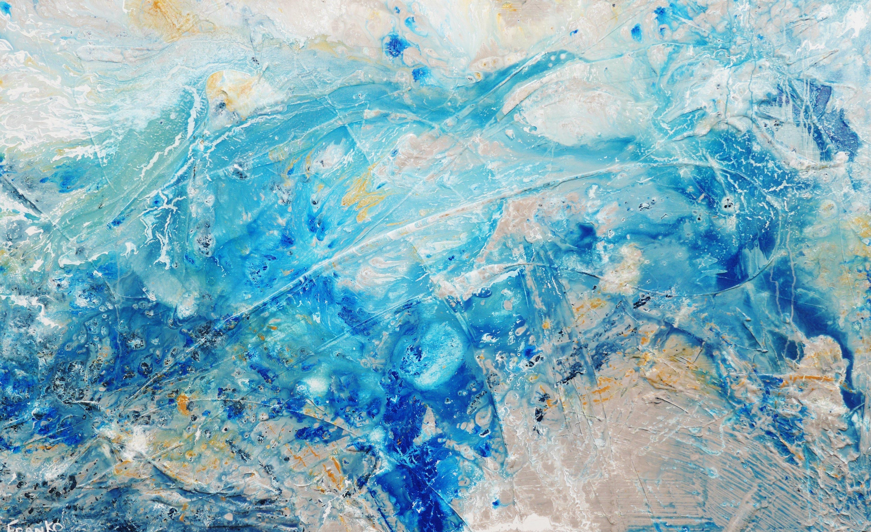 Oceanic Reef 160cm x 100cm Blue Creme Abstract Painting (SOLD)-Abstract-[Franko_Artist]-[Australian_artist]-[Gold_Coast]-[Brisbane]-[modern]-[contemporary]-[original]-[Large_artwork]-Franklin Art Studio
