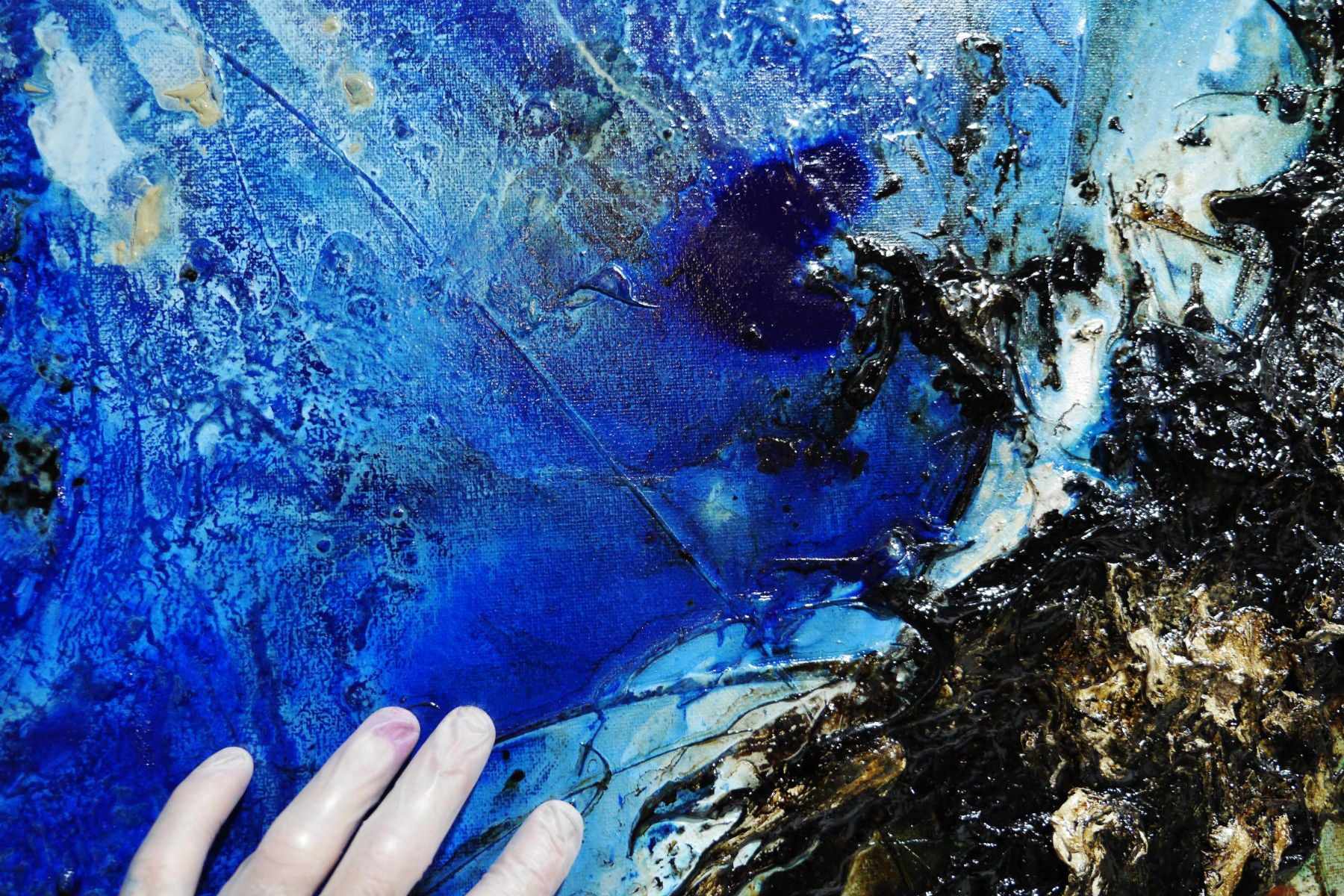 Oceanic Straits 190cm x 100cm Blue White Textured Abstract Painting  (SOLD)
