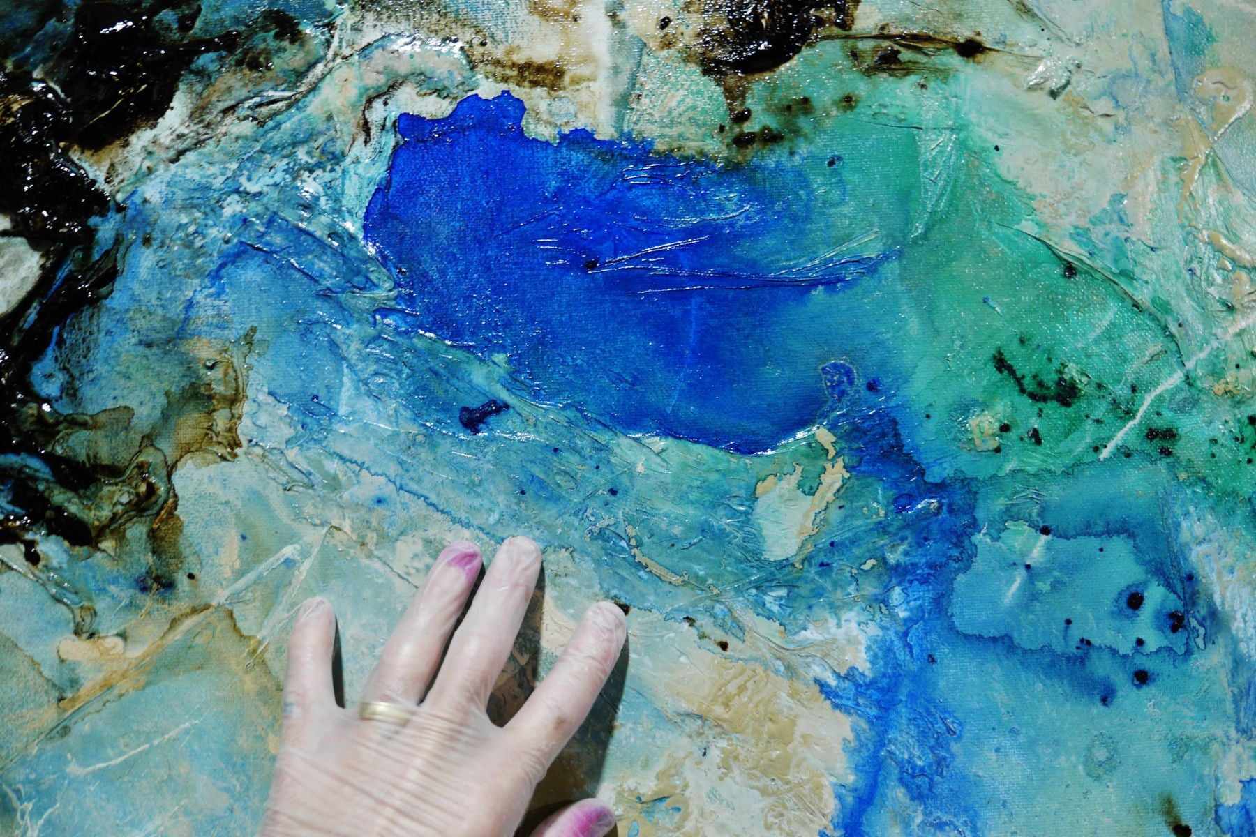 Oceanic Straits 190cm x 100cm Blue White Textured Abstract Painting  (SOLD)