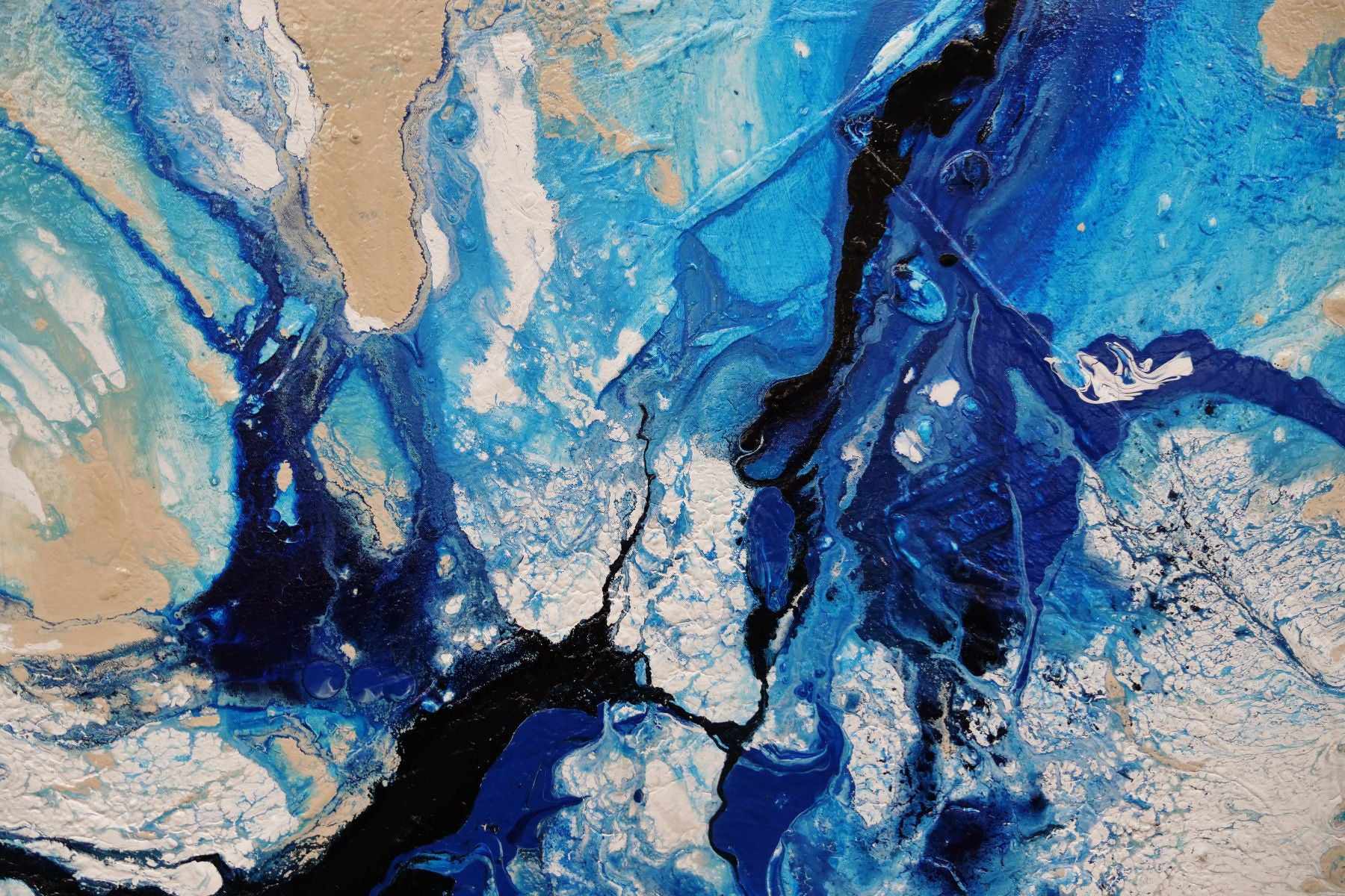 Oceans 140cm x 100cm Blue Cream Textured Abstract Painting (SOLD)