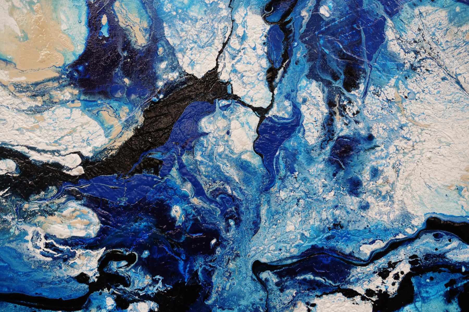 Oceans 140cm x 100cm Blue Cream Textured Abstract Painting (SOLD)-Abstract-[Franko]-[Artist]-[Australia]-[Painting]-Franklin Art Studio