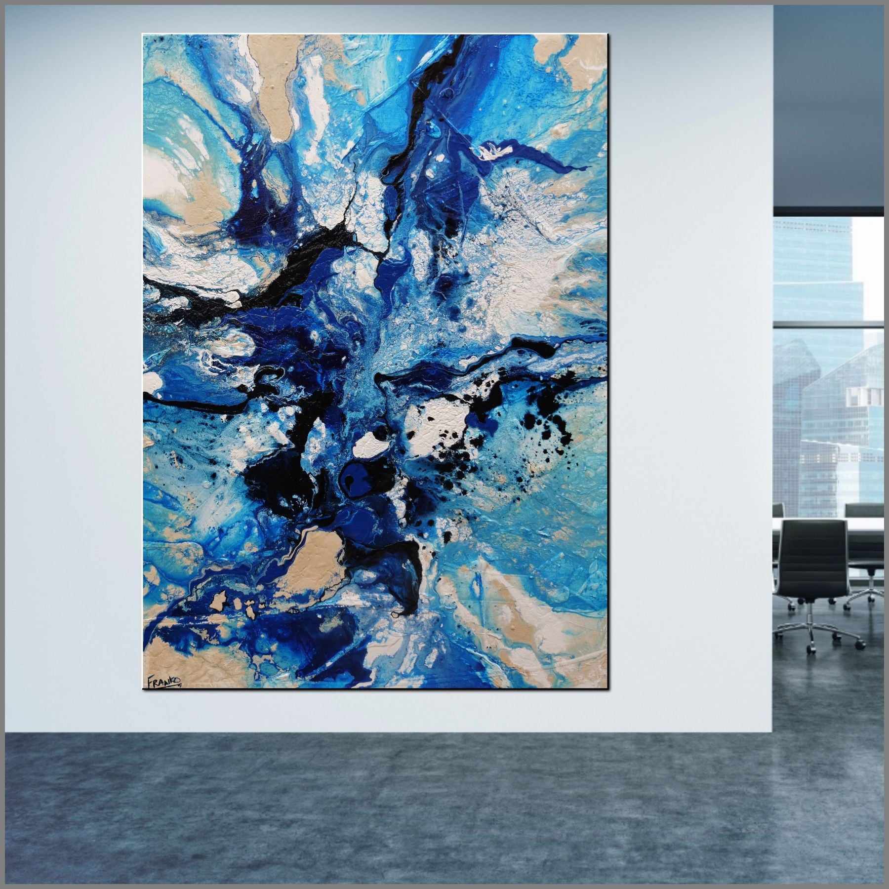 Oceans 140cm x 100cm Blue Cream Textured Abstract Painting (SOLD)-Abstract-[Franko_Artist]-[Australian_artist]-[Gold_Coast]-[Brisbane]-[modern]-[contemporary]-[original]-[Large_artwork]-[The_Block]-[Dream_Homes]-[ideas]-[Grand_Designs]-[Art_Lover]-Franklin Art Studio
