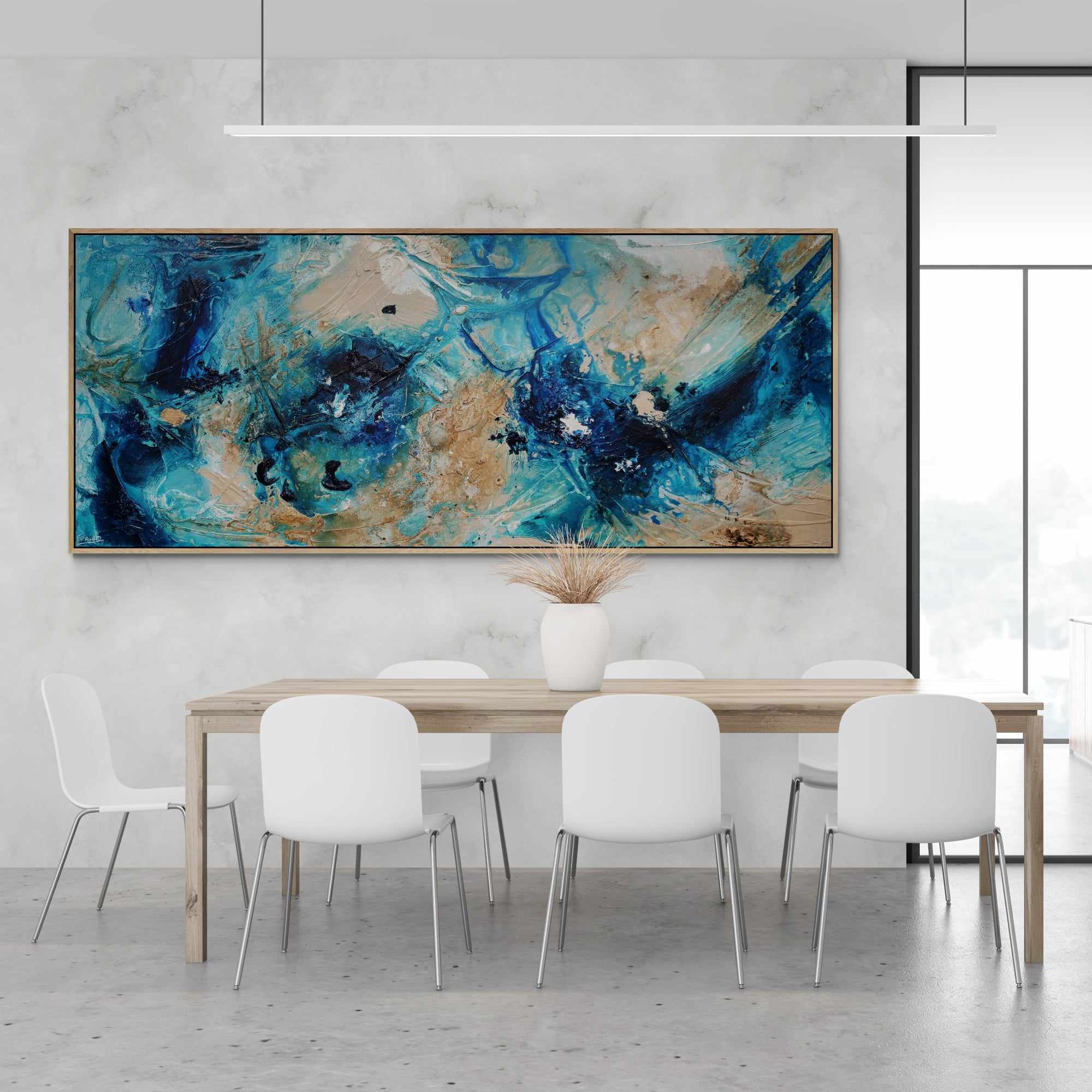 Oceans 240cm x 100cm Teal Cream Textured Abstract Painting (SOLD)-Abstract-[Franko_Artist]-[Australian_artist]-[Gold_Coast]-[Brisbane]-[modern]-[contemporary]-[original]-[Large_artwork]-[The_Block]-[Dream_Homes]-[ideas]-[Grand_Designs]-[Art_Lover]-Franklin Art Studio