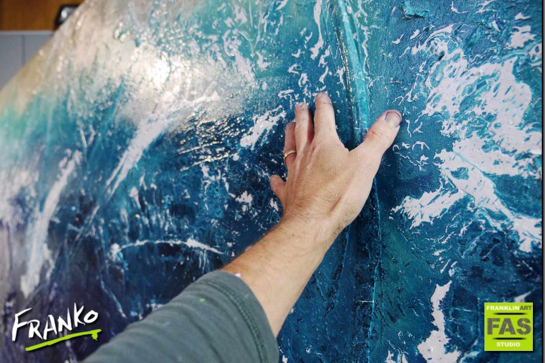 Oceans A Wash 270cm x 120cm Blue Abstract Painting (SOLD)