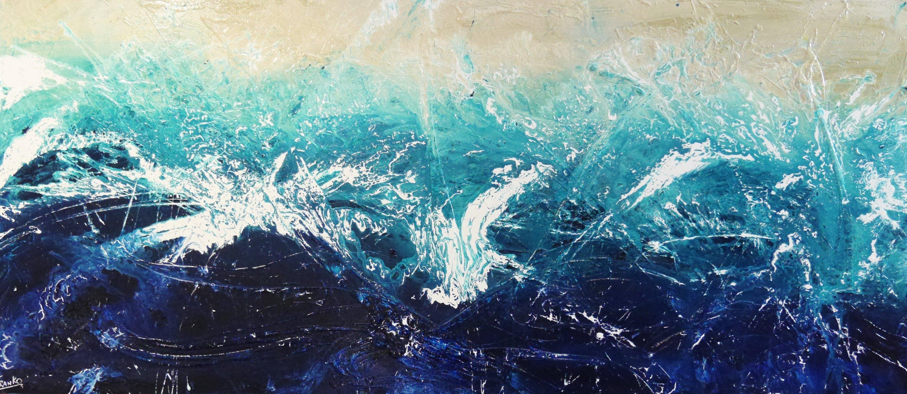 Oceans A Wash 270cm x 120cm Blue Abstract Painting (SOLD)-abstract-[Franko_Artist]-[Australian_artist]-[Gold_Coast]-[Brisbane]-[modern]-[contemporary]-[original]-[Large_artwork]-Franklin Art Studio