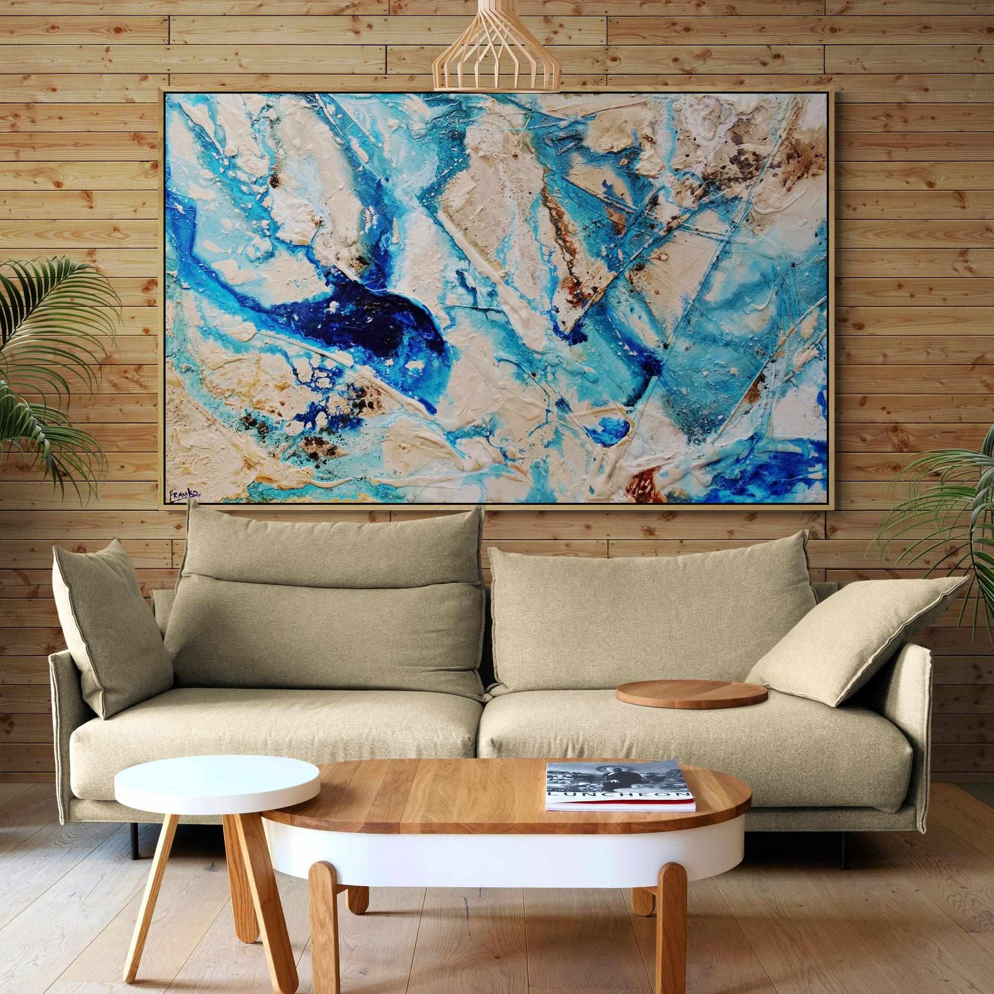 Oceans Deep 160cm x 100cm Cream Blue Textured Abstract Painting (SOLD)-Abstract-[Franko_Artist]-[Australian_artist]-[Gold_Coast]-[Brisbane]-[modern]-[contemporary]-[original]-[Large_artwork]-[The_Block]-[Dream_Homes]-[ideas]-[Grand_Designs]-[Art_Lover]-Franklin Art Studio