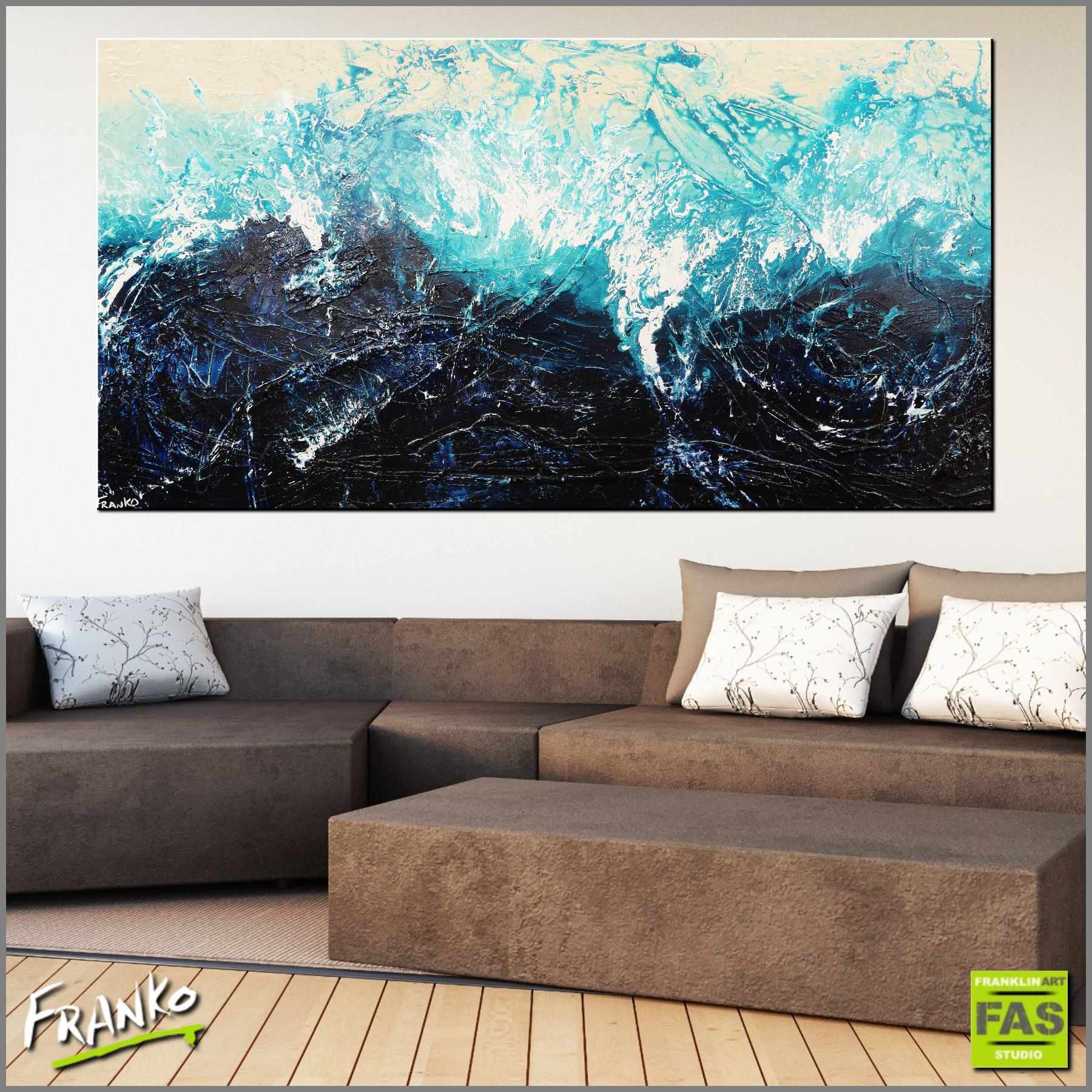 Oceans Jazz 190cm x 100cm Huge Blue Abstract Painting (SOLD)-Abstract-[Franko_Artist]-[Australian_artist]-[Gold_Coast]-[Brisbane]-[modern]-[contemporary]-[original]-[Large_artwork]-[The_Block]-[Dream_Homes]-[ideas]-[Grand_Designs]-[Art_Lover]-Franklin Art Studio