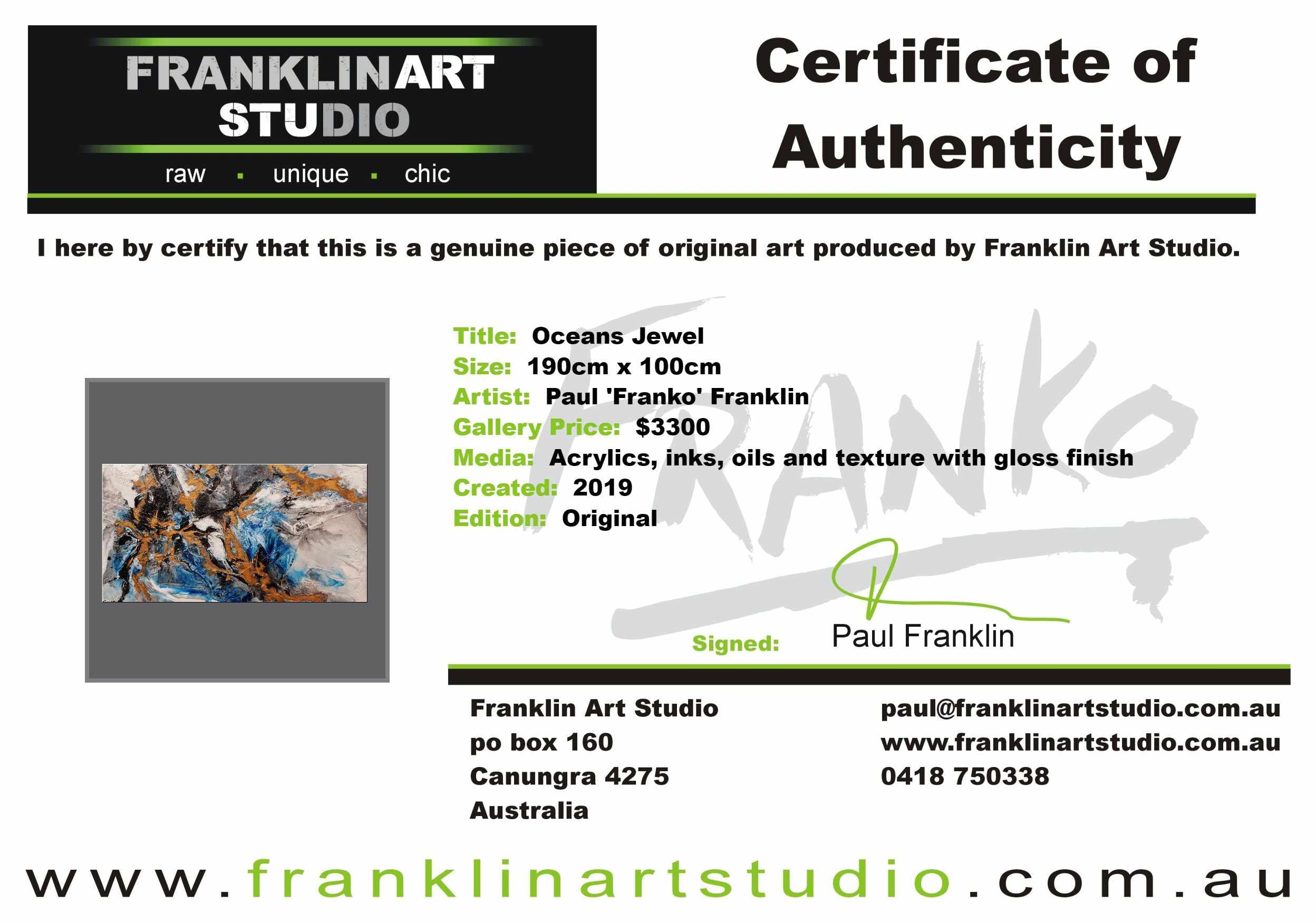 Oceans Jewel 190cm x 100cm Blue Gold Grey Textured Abstract Painting (SOLD)-Abstract-[Franko_Artist]-[The_Block]-[Dream_Homes]-[ideas]-[Grand_Designs]-[Art_Lover]-Franklin Art Studio