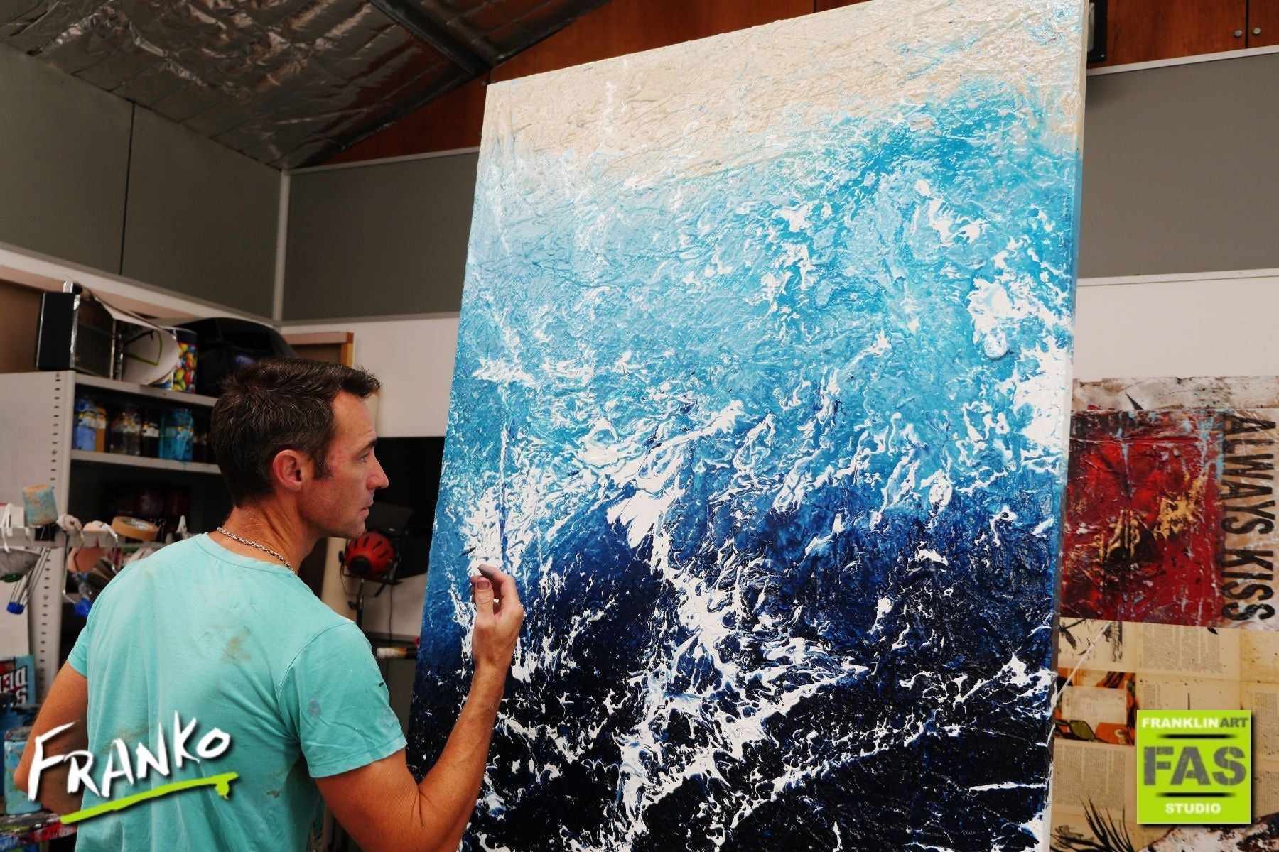 Oceans Lust 140cm x 100cm Blue Abstract Painting (SOLD)-Abstract-[Franko_Artist]-[The_Block]-[Dream_Homes]-[ideas]- [Grand_Designs]-Franklin Art Studio