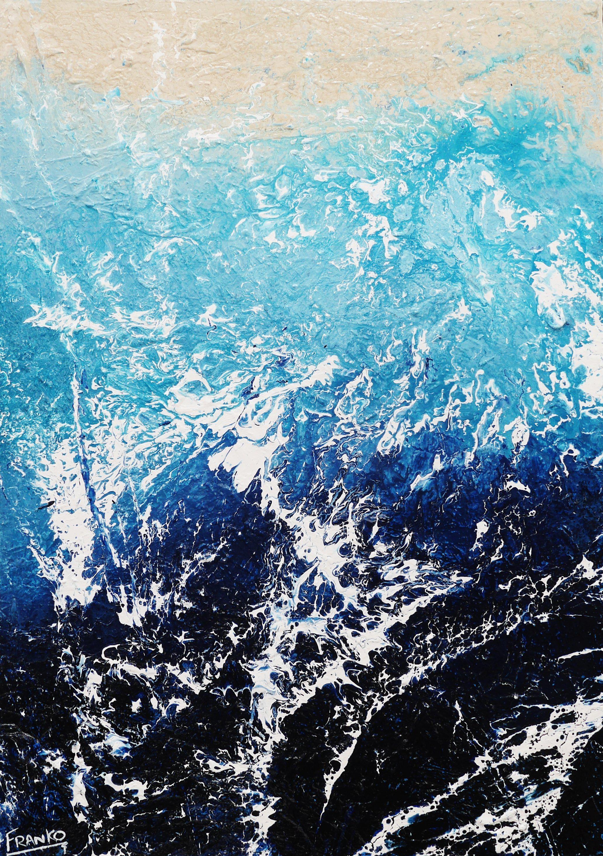 Oceans Lust 140cm x 100cm Blue Abstract Painting (SOLD)-Abstract-[Franko_Artist]-[Australian_artist]-[Gold_Coast]-[Brisbane]-[modern]-[contemporary]-[original]-[Large_artwork]-Franklin Art Studio