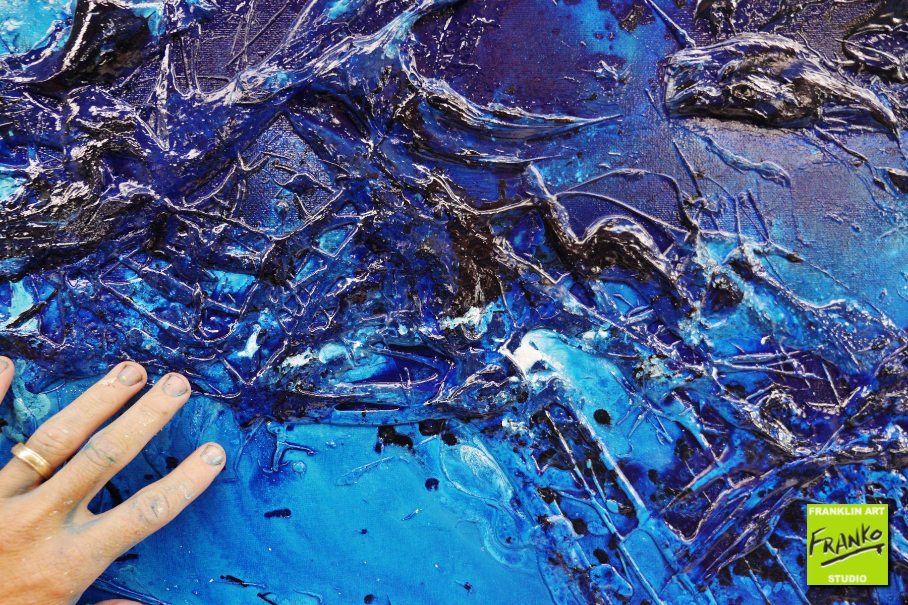 Oceans Oasis 240cm x 100cm Blue Textured Abstract Painting (SOLD)-Abstract-[Franko]-[Artist]-[Australia]-[Painting]-Franklin Art Studio