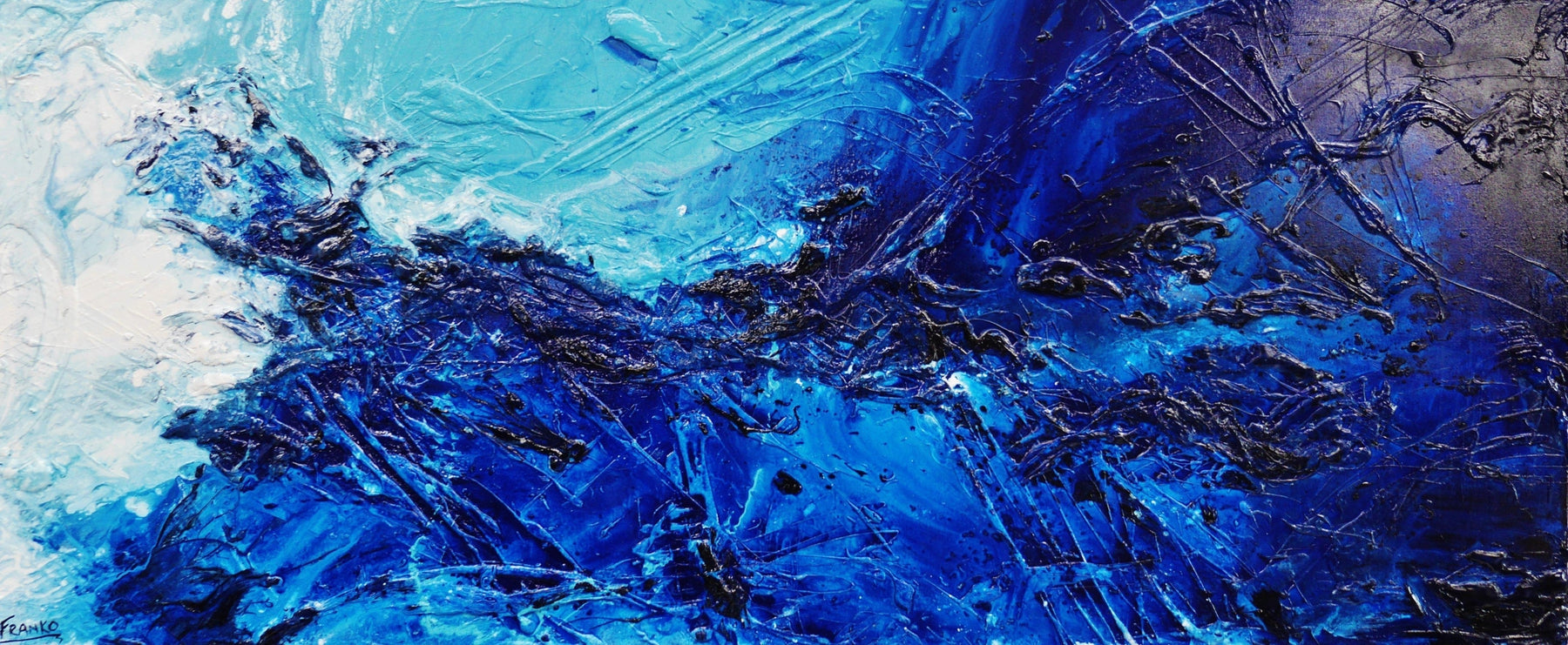 Oceans Oasis 240cm x 100cm Blue Textured Abstract Painting (SOLD)-Abstract-[Franko_Artist]-[Australian_artist]-[Gold_Coast]-[Brisbane]-[modern]-[contemporary]-[original]-[Large_artwork]-Franklin Art Studio