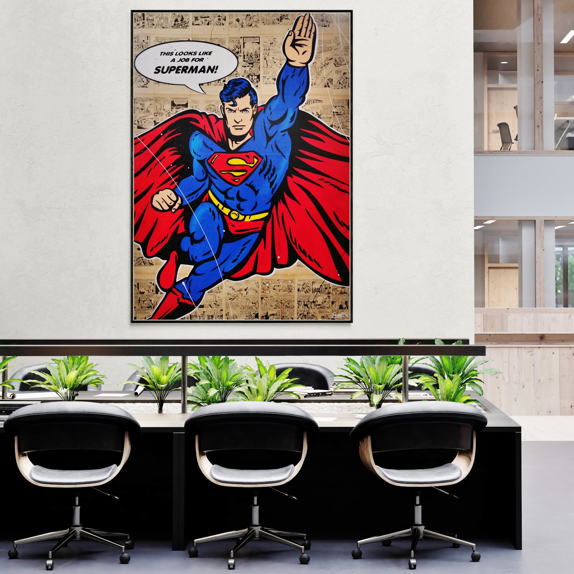 Super Job 140cm x 100cm Superman Urban Pop Art Book Club Painting (SOLD)-book club-[Franko_Artist]-[The_Block]-[Dream_Homes]-[ideas]-[Grand_Designs]-[Art_Lover]-Franklin Art Studio