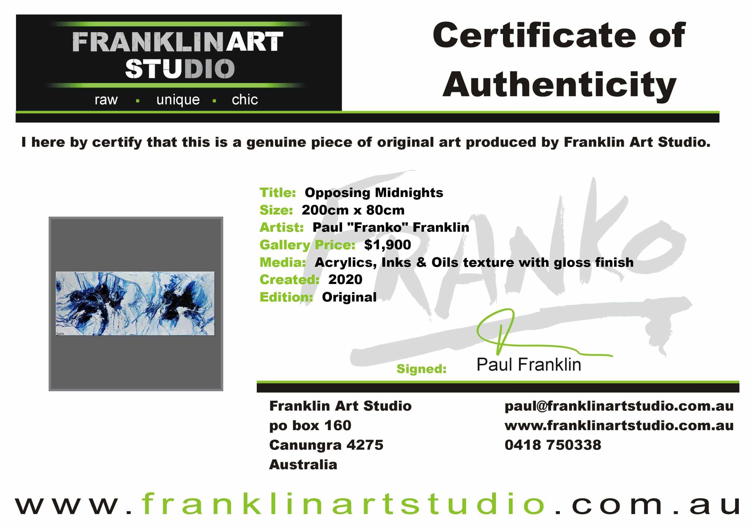 Opposing Midnights 200cm x 80cm Blue White Textured Abstract Painting (SOLD)-Abstract-[Franko_Artist]-[The_Block]-[Dream_Homes]-[ideas]-[Grand_Designs]-[Art_Lover]-Franklin Art Studio