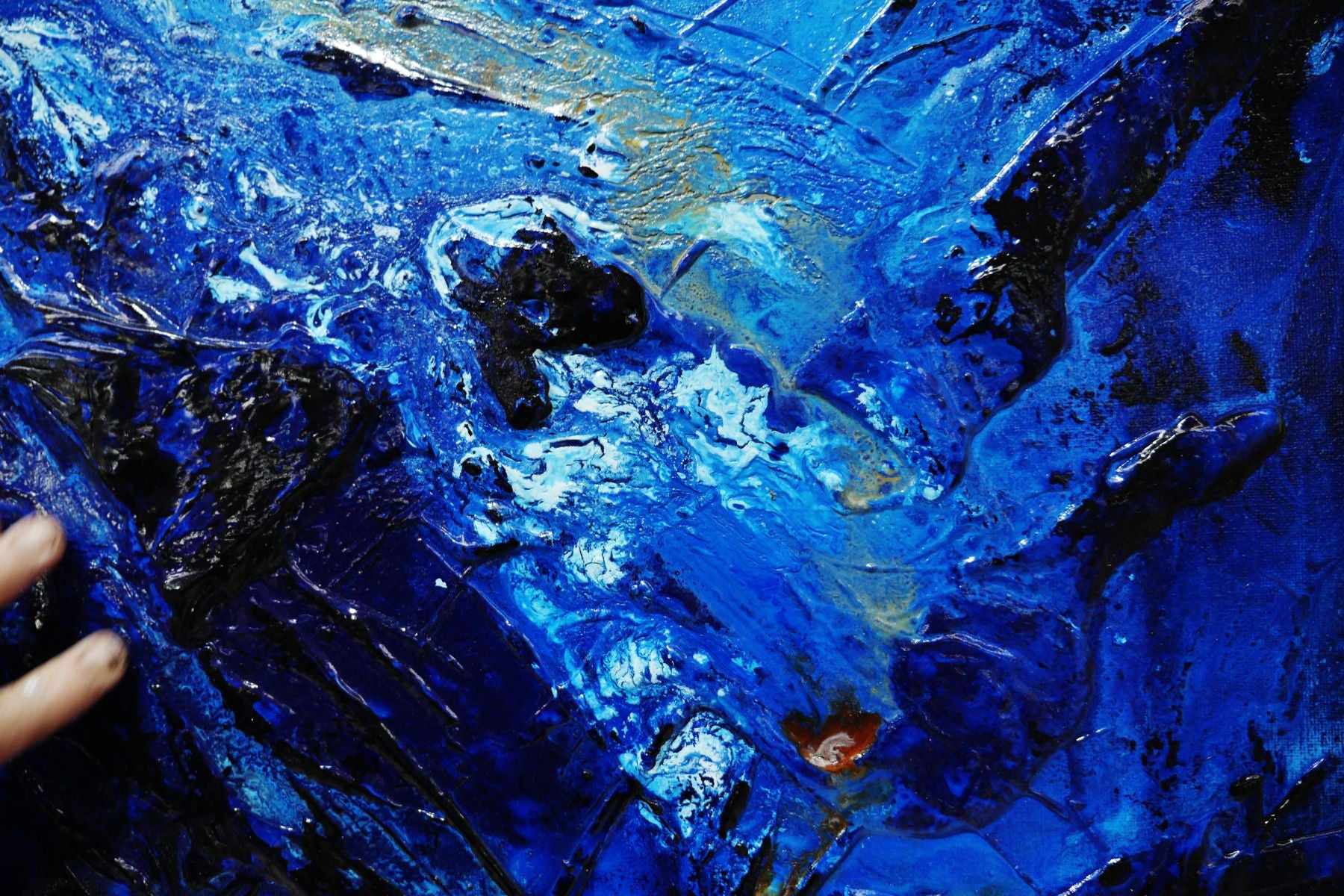 Opulent Blu 190cm x 100cm Blue White Brown Textured Abstract Painting (SOLD)