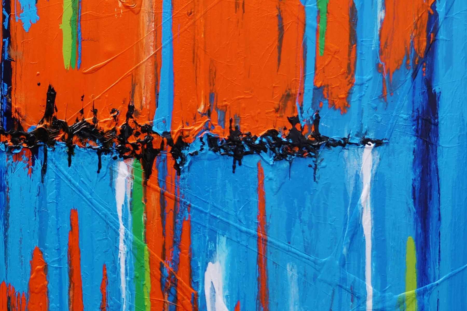 Orange Boulevard 240cm x 100cm Orange Blue Textured Abstract Painting (SOLD)