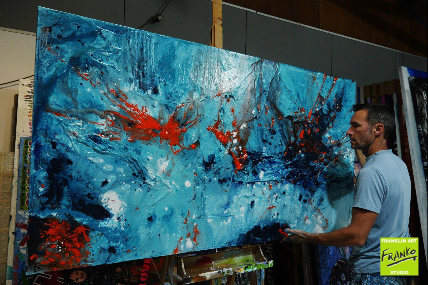 Orange Candy 190cm x 100cm Black Orange Textured Abstract Painting (SOLD)-Abstract-[Franko_Artist]-[The_Block]-[Dream_Homes]-[ideas]- [Grand_Designs]-Franklin Art Studio