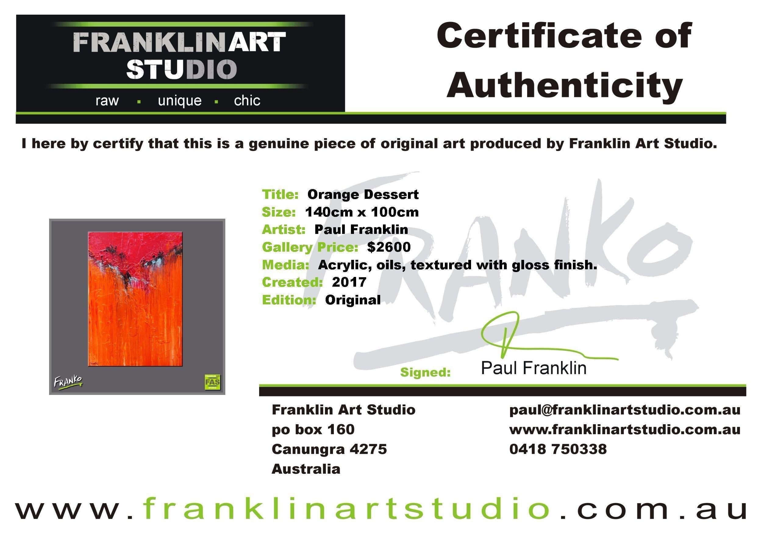 Orange Dessert 140cm x 100cm Orange red Abstract Painting (SOLD)-abstract-[Franko_Artist]-[The_Block]-[Dream_Homes]-[ideas]-[Grand_Designs]-[Art_Lover]-Franklin Art Studio