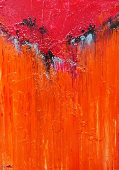 Orange Dessert 140cm x 100cm Orange red Abstract Painting (SOLD)-abstract-[Franko_Artist]-[Australian_artist]-[Gold_Coast]-[Brisbane]-[modern]-[contemporary]-[original]-[Large_artwork]-Franklin Art Studio