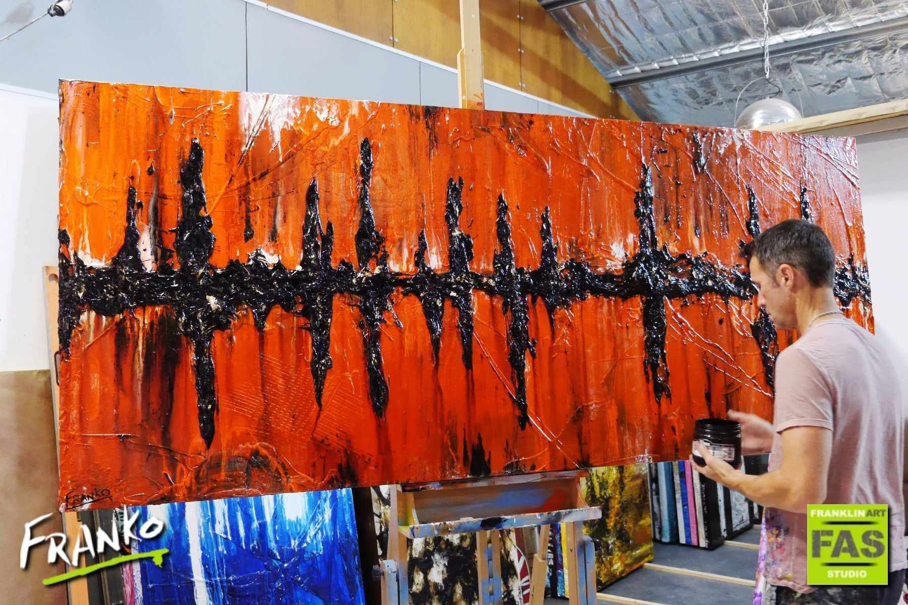 Orange Haze 240cm x 100cm Orange Abstract Painting (SOLD)-abstract-[Franko_Artist]-[The_Block]-[Dream_Homes]-[ideas]- [Grand_Designs]-Franklin Art Studio