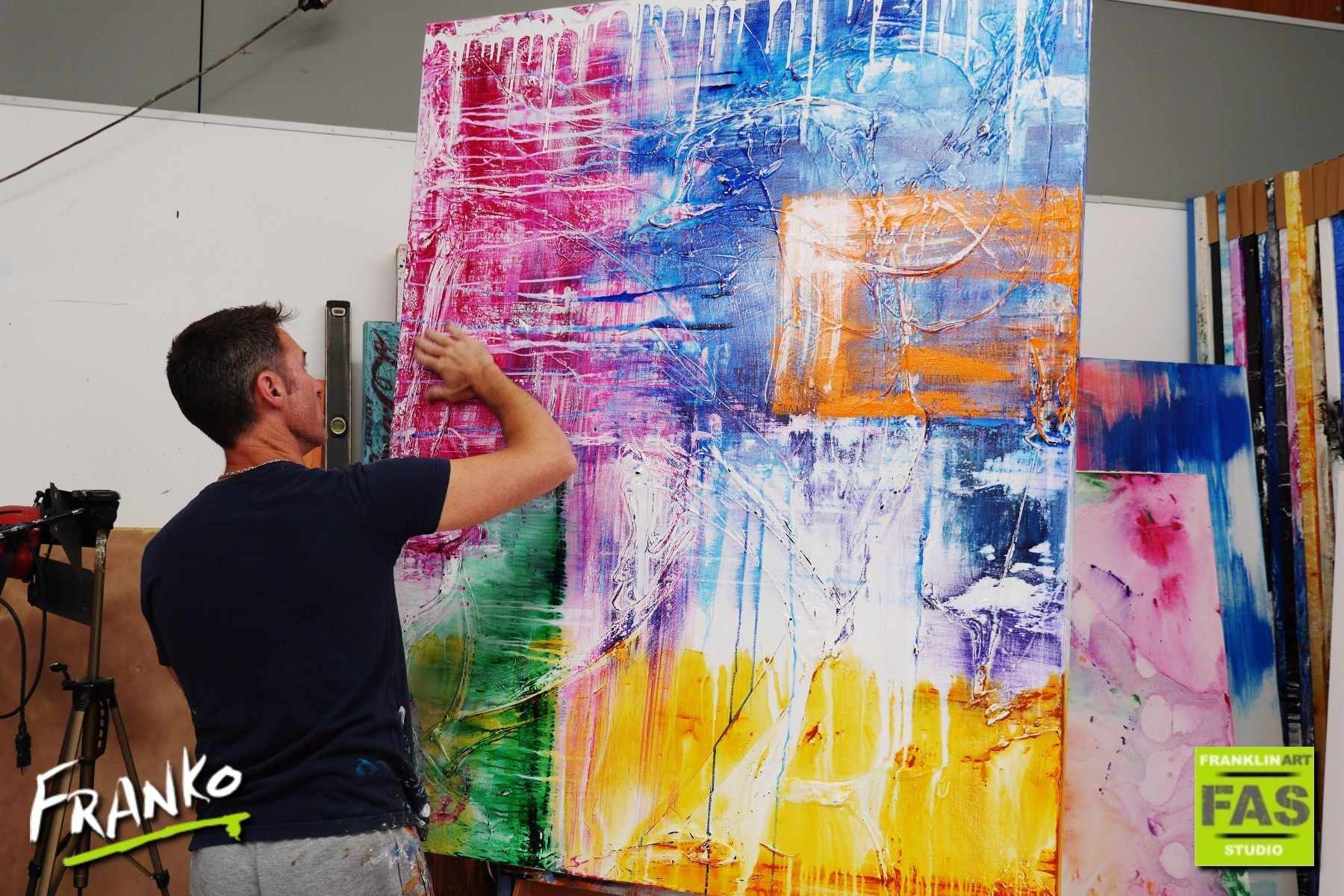 Orange Squared 120cm x 150cm Colourful Abstract Painting (SOLD)-abstract-[Franko_Artist]-[The_Block]-[Dream_Homes]-[ideas]- [Grand_Designs]-Franklin Art Studio